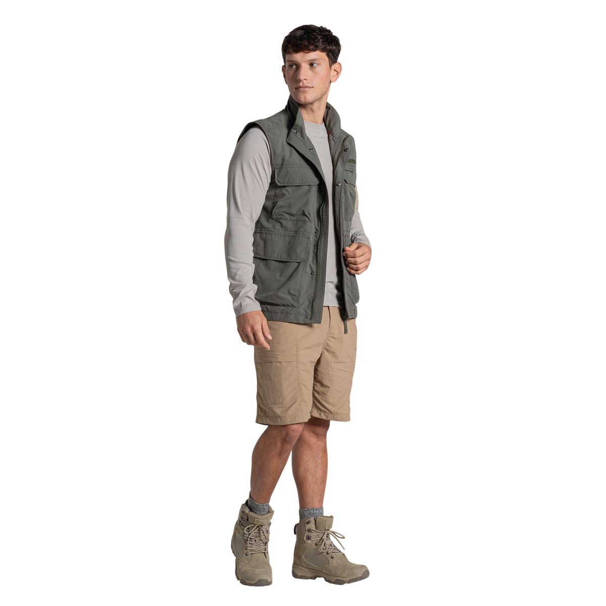 Veste unie sans manches à poches ADVENTURE kaki, CRAGHOPPERS