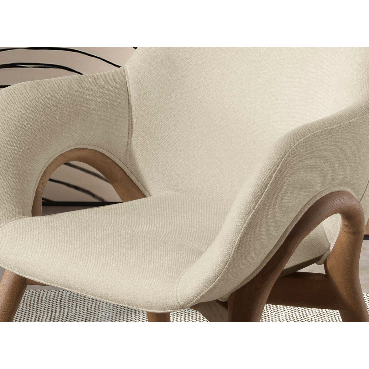 Chaise en tissu noyer | beige, ANGEL CERDA