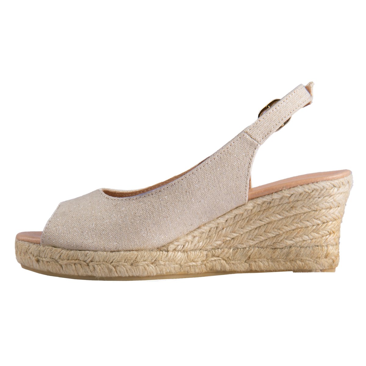 Espadrilles slingback toile recyclée doré, JULES & JENN