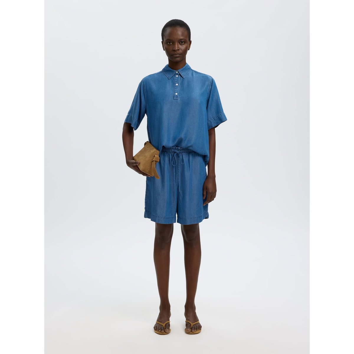 Polo medium blue denim, SELECTED