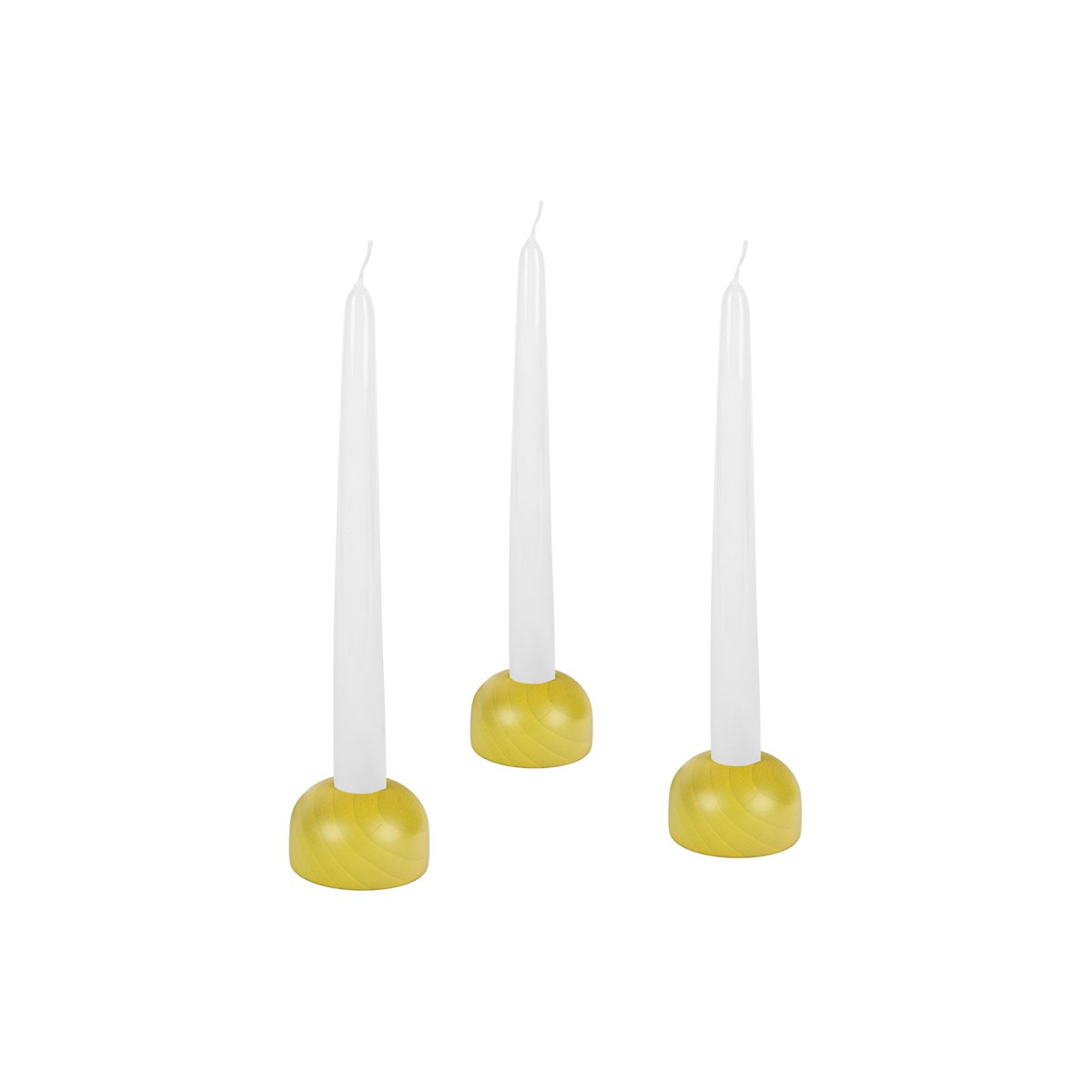 Set de 3 bougeoirs en bois de hêtre massif LUMS jaune citron, NOO.MA