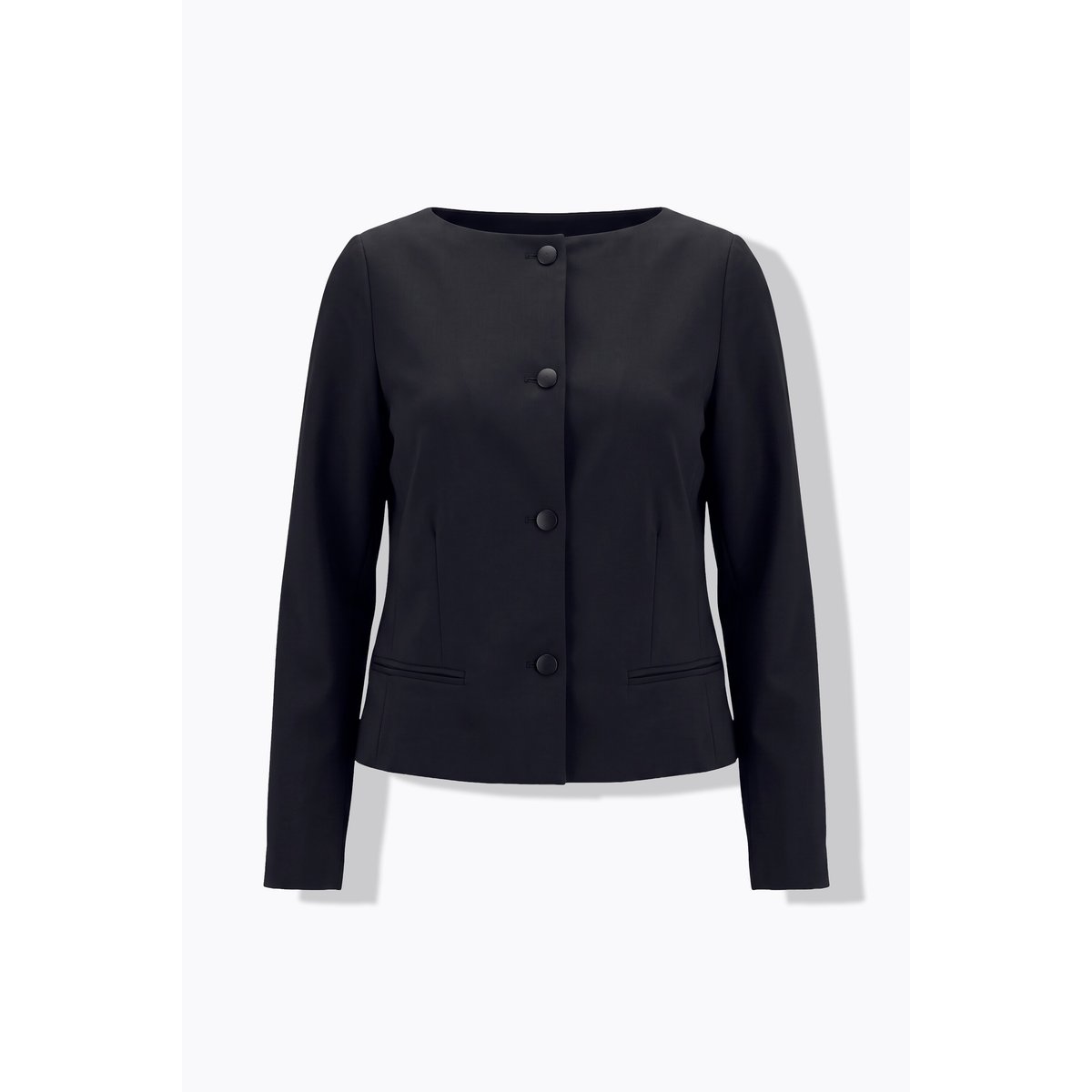 Blazer en techno-stretch au tombé fluide noir, ULLA POPKEN