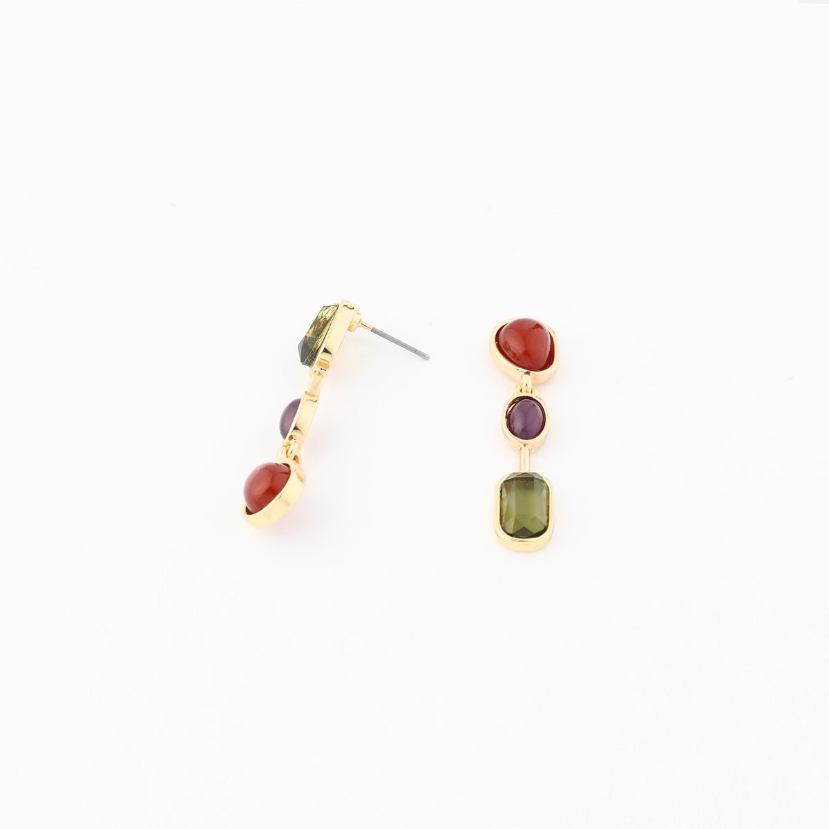 Boucles d'oreilles cabochons violet et vert vert, BALABOOSTE