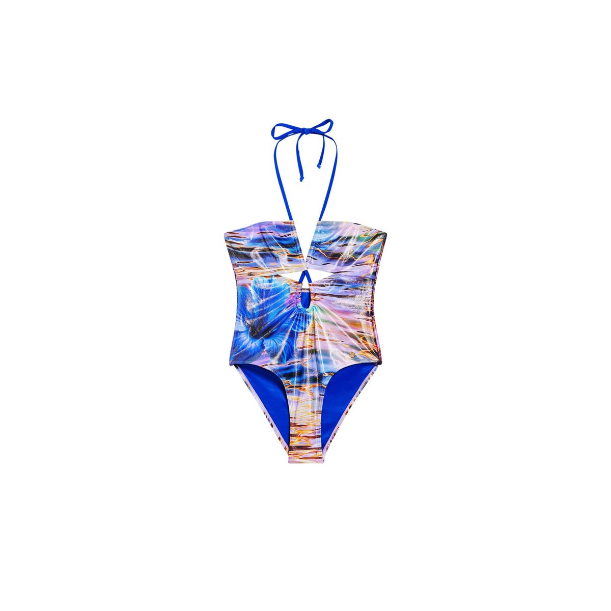 Maillot de bain tropical effet brillant bleu, DESIGUAL
