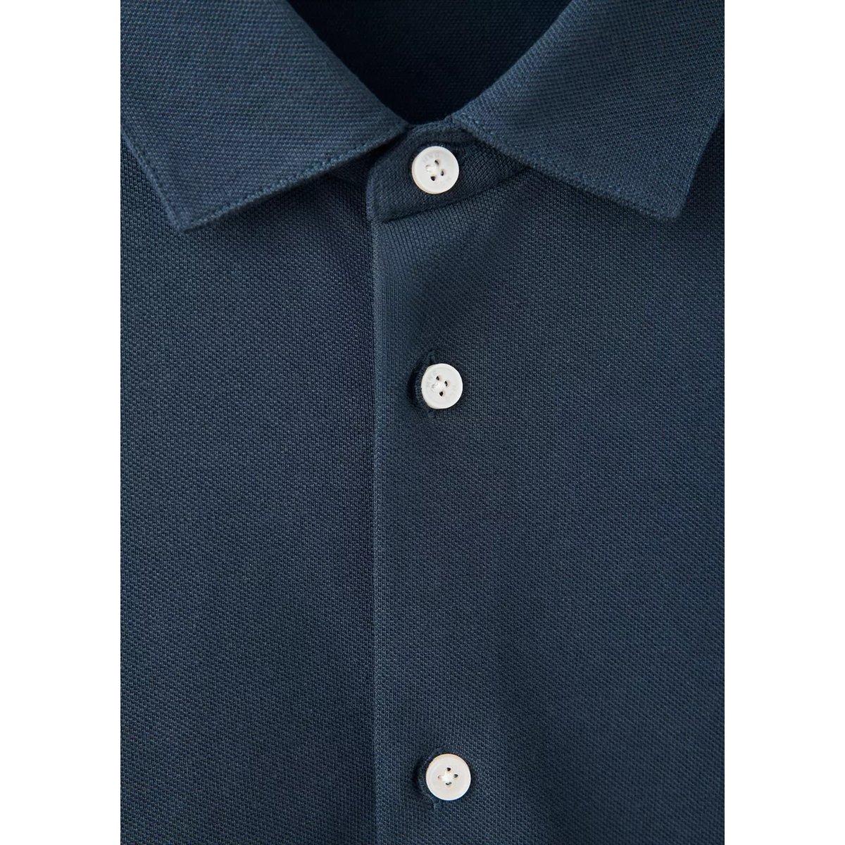 Polo en coton à manches longues avec boutons bleu marine, MANGO TEEN