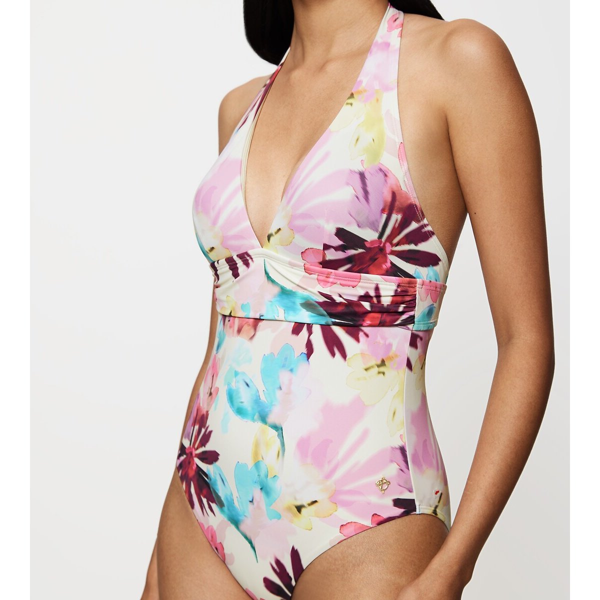 Summer Fleur Plunge Swimsuit white floral print, TRIUMPH