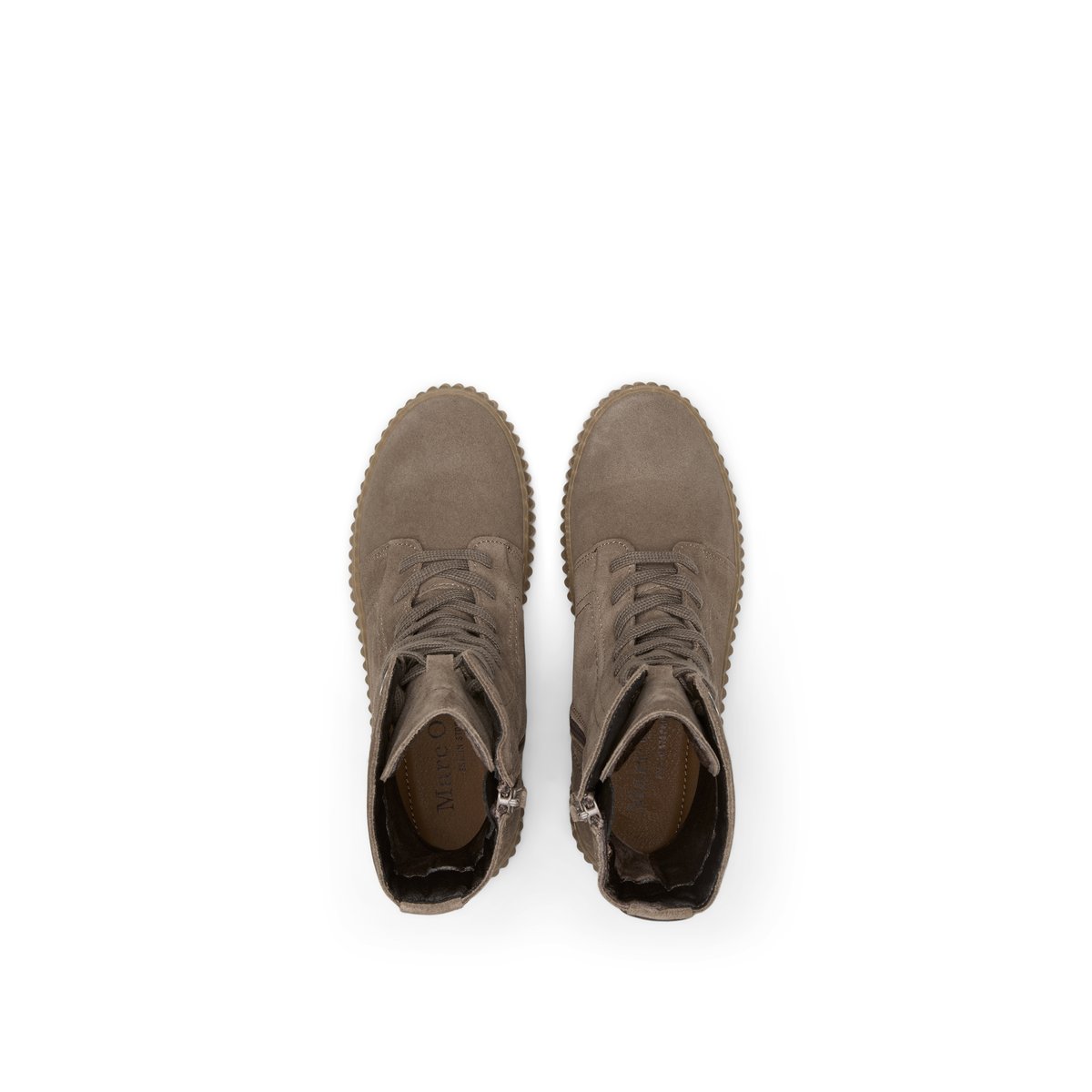 Bottes à lacets, modèle Bianca en cuir velours souple marron clair, MARC O'POLO