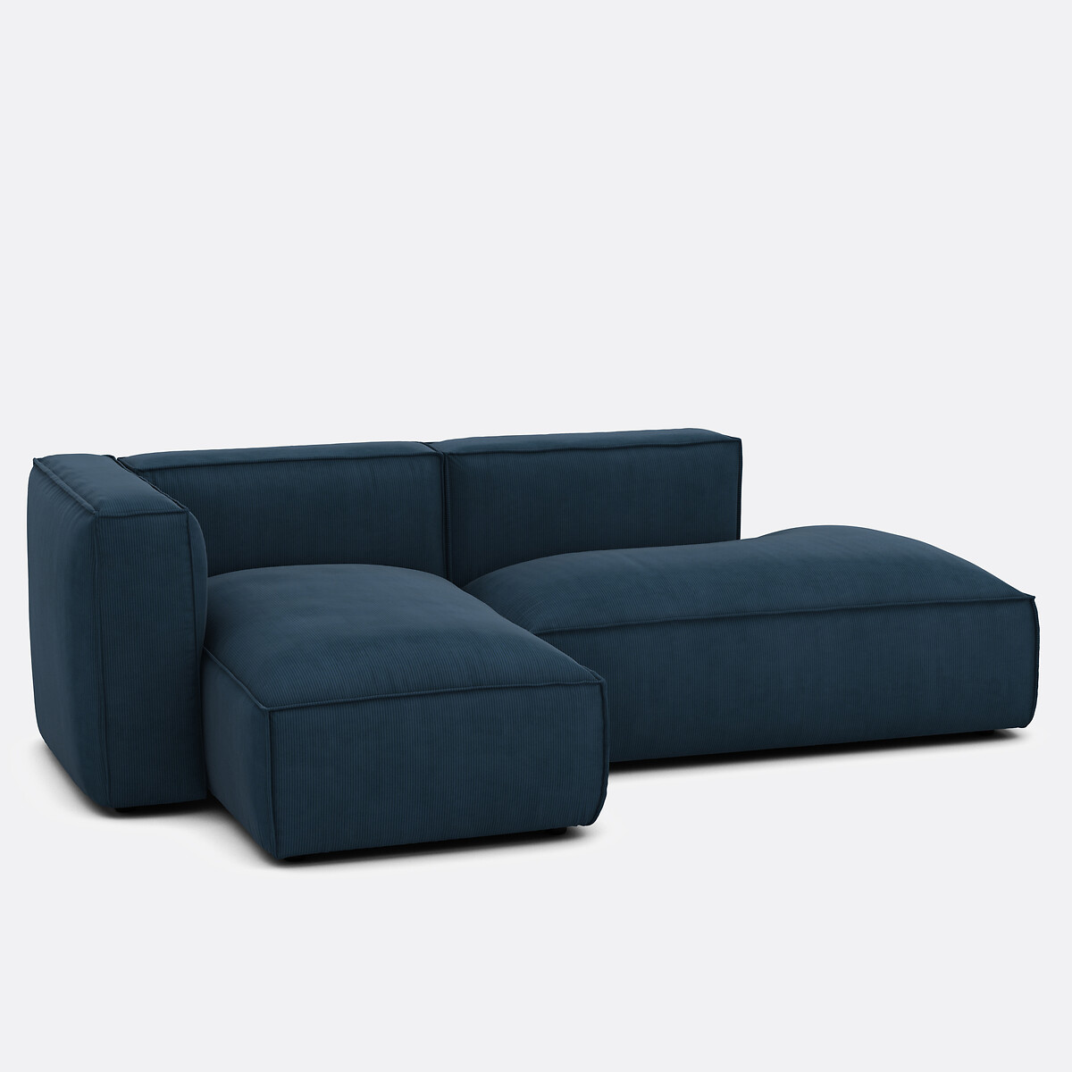 Modulaire hoekbank links, ribfluweel, SEVEN blauw, LA REDOUTE INTERIEURS