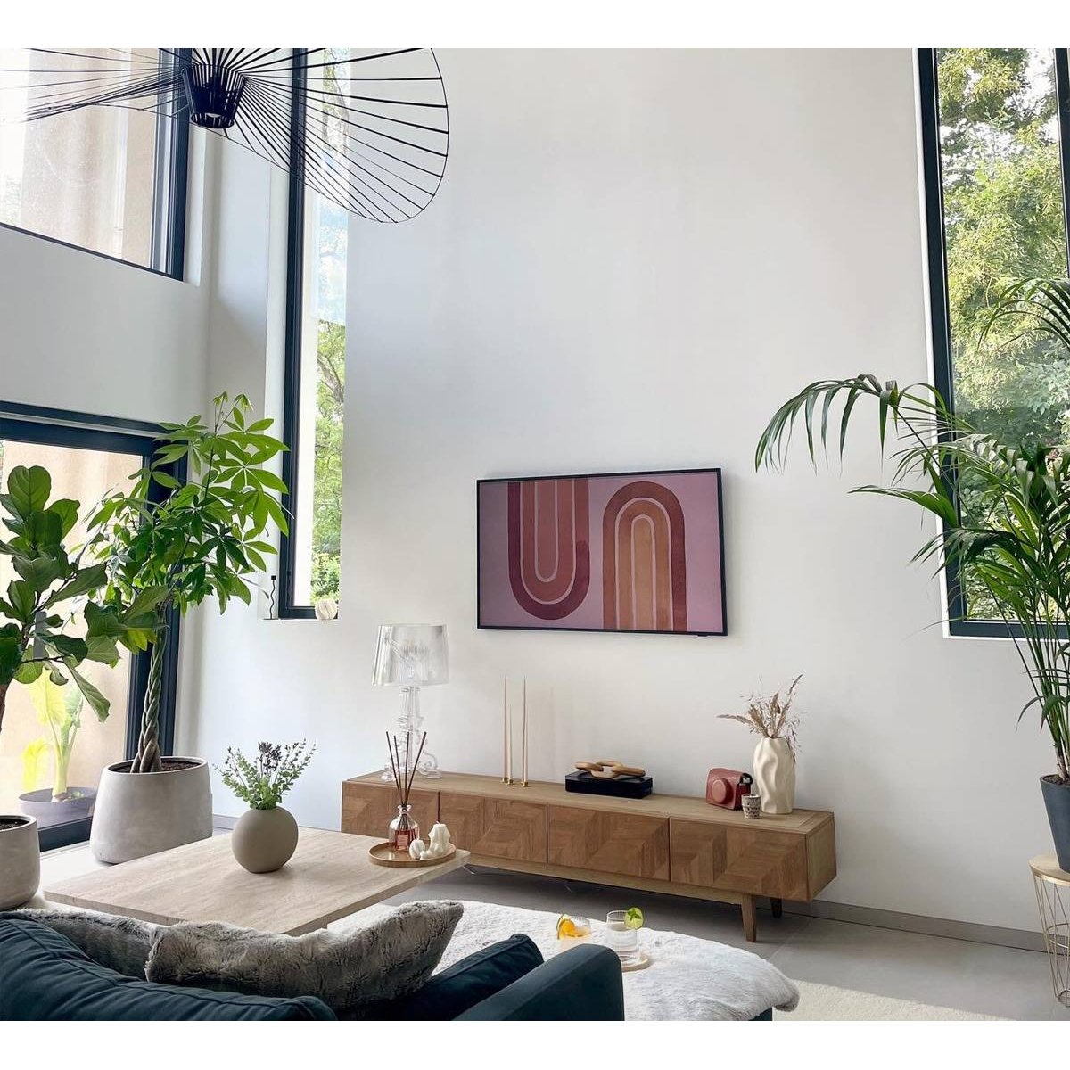 Meuble TV en bois de chêne PLUME bois clair, MADE IN MEUBLES 