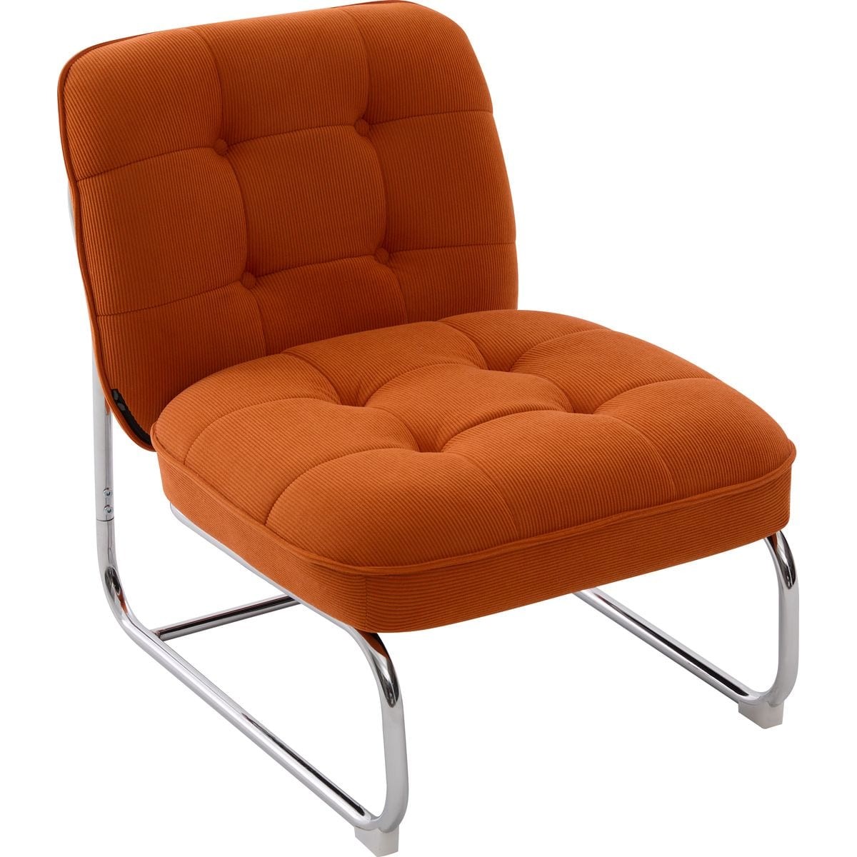 Fauteuil en velours côtelé et piètement chromé - MARVIN orange, HOMIFAB