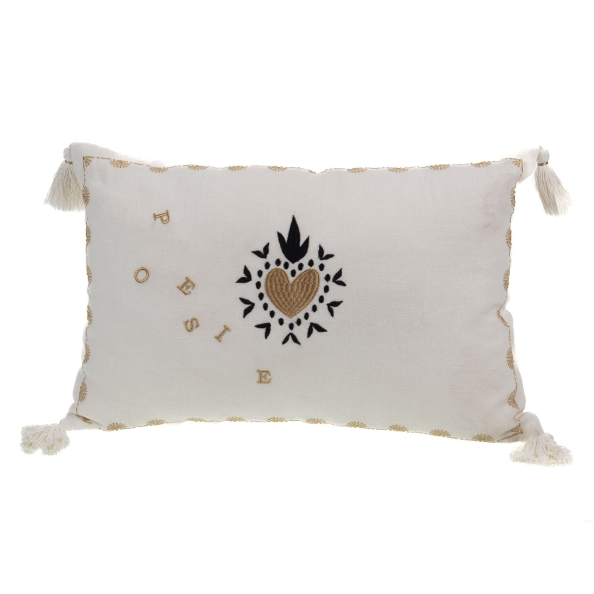 Coussin Poésie 40x60 cm blanc, AMADEUS