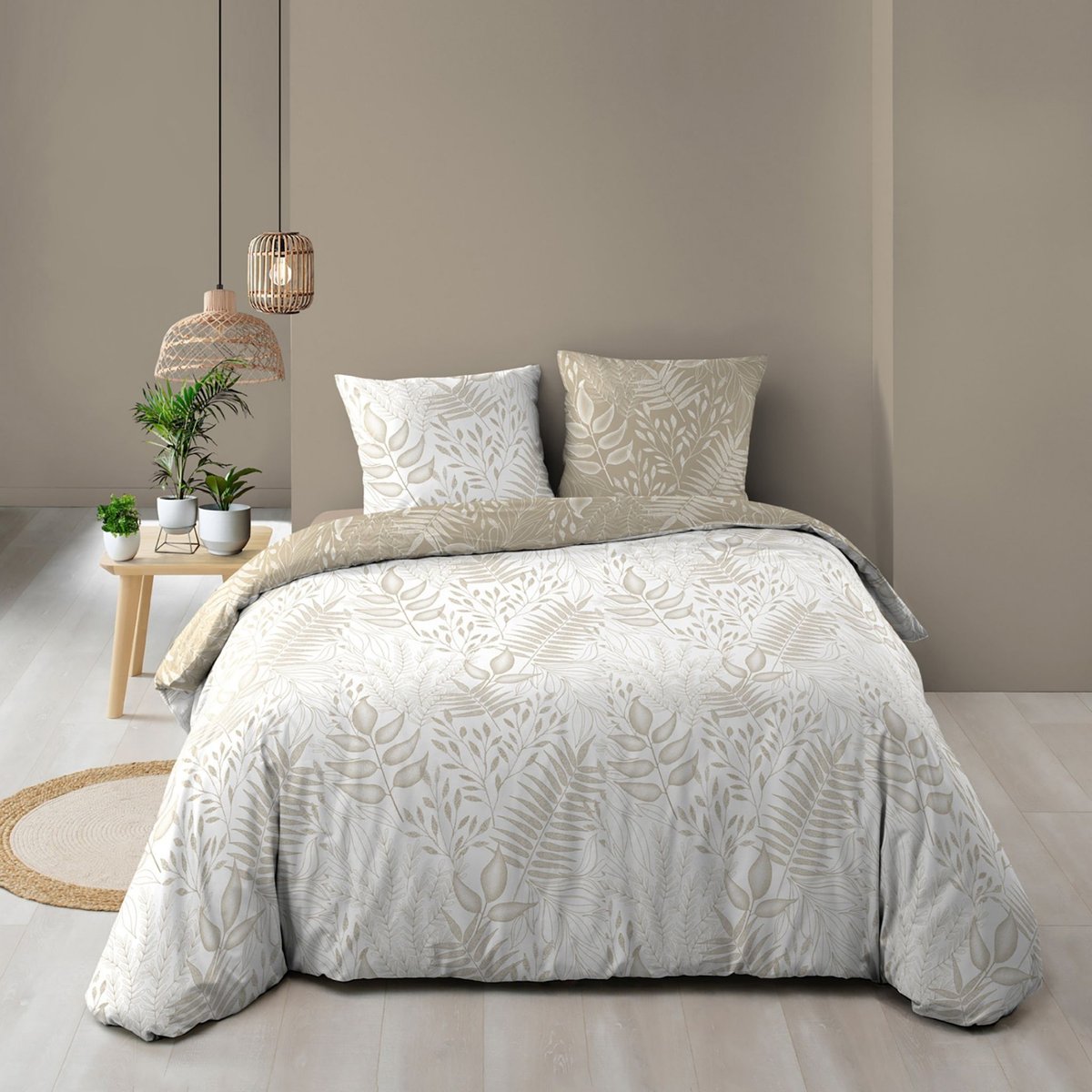 Parure de lit Cassia beige, DOUCEUR D'INTÉRIEUR