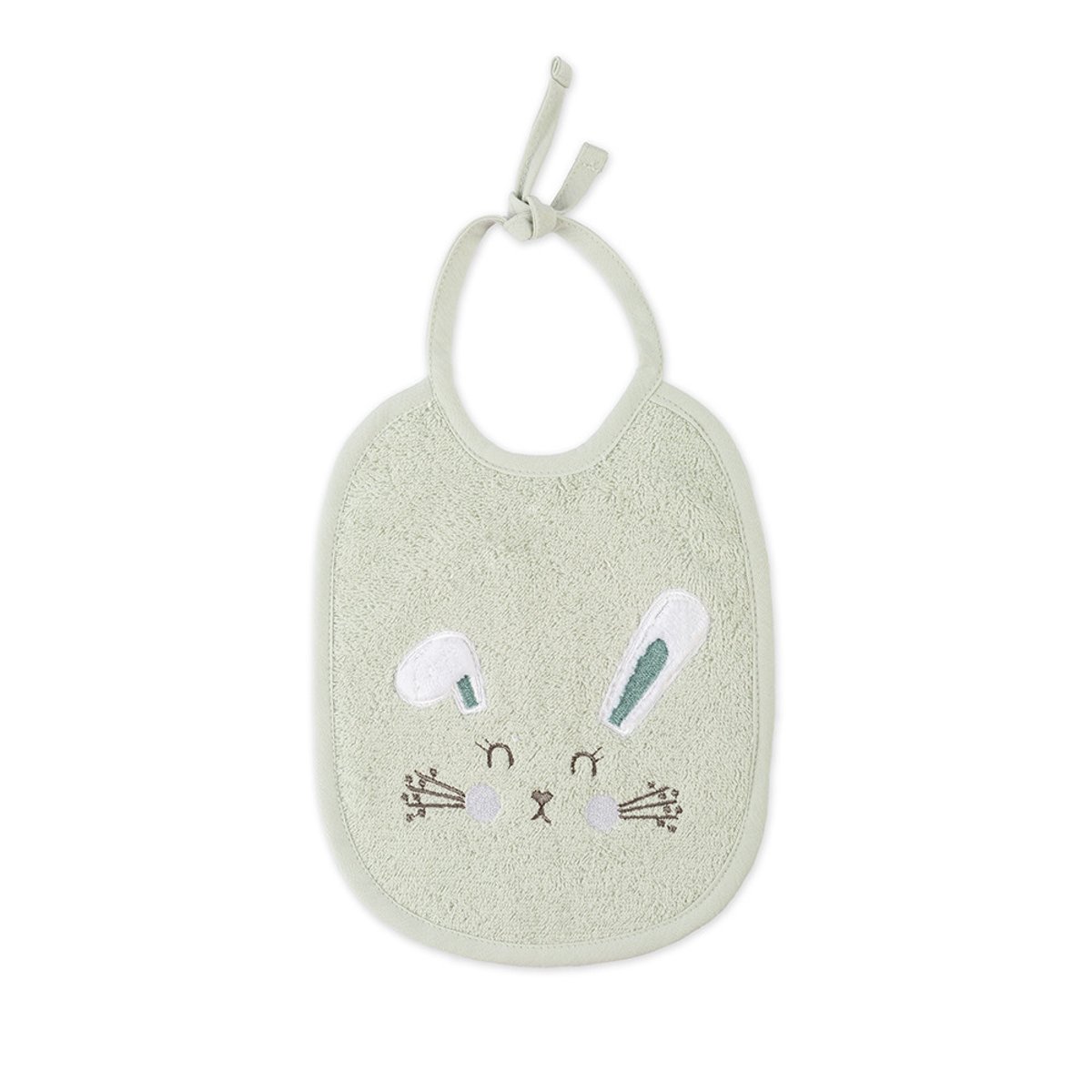 Bavoir enfant pur coton PETIT LAPIN vert d'eau 20x26, GARNIER THIEBAUT