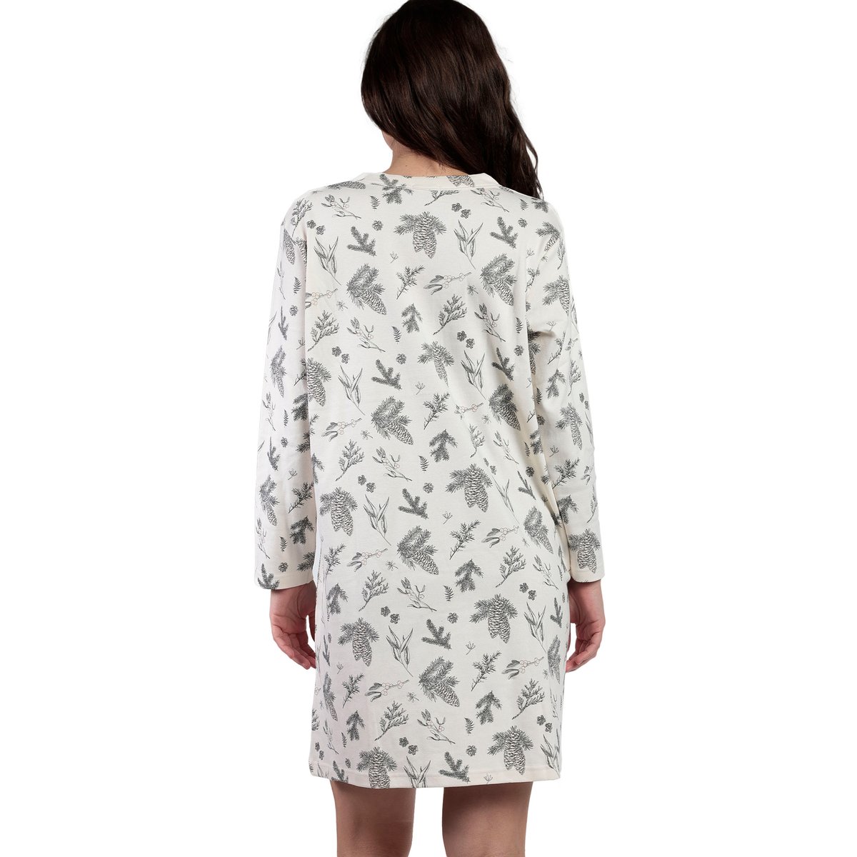 Chemise de nuit manches longues Winter Wood gris, ADMAS