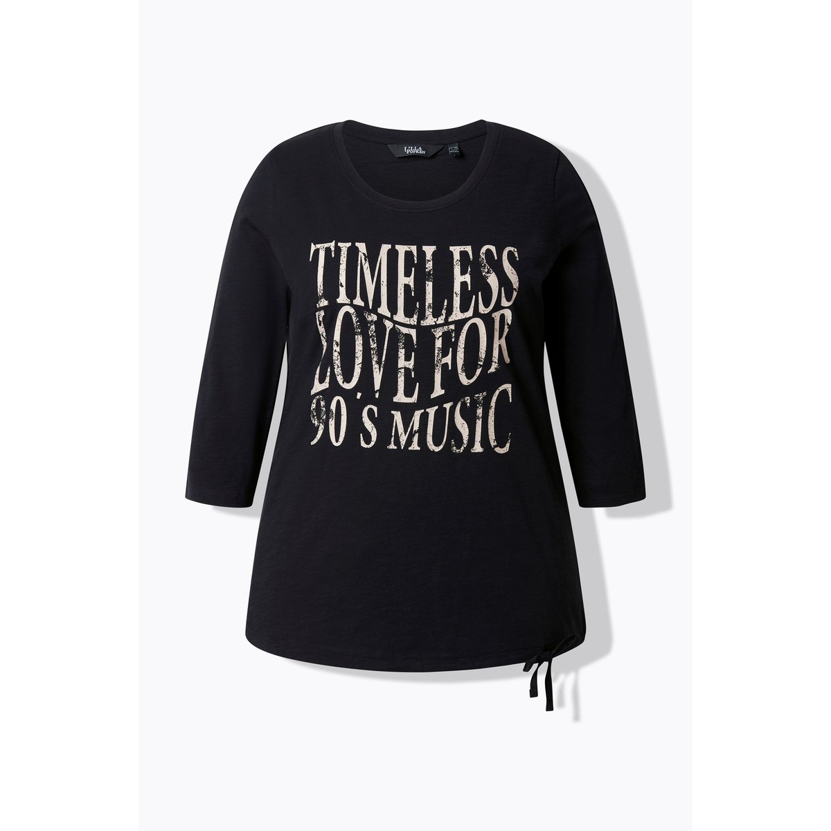 T-shirt à col rond et manches 3/4 noir, ULLA POPKEN