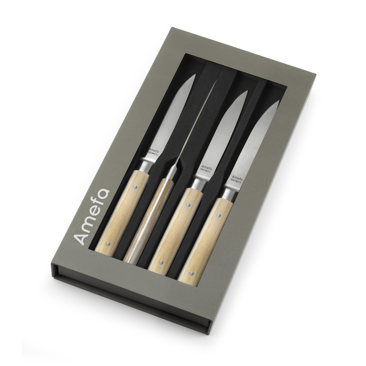 Coffret 4 couteaux steak - FUSION hêtre, AMEFA