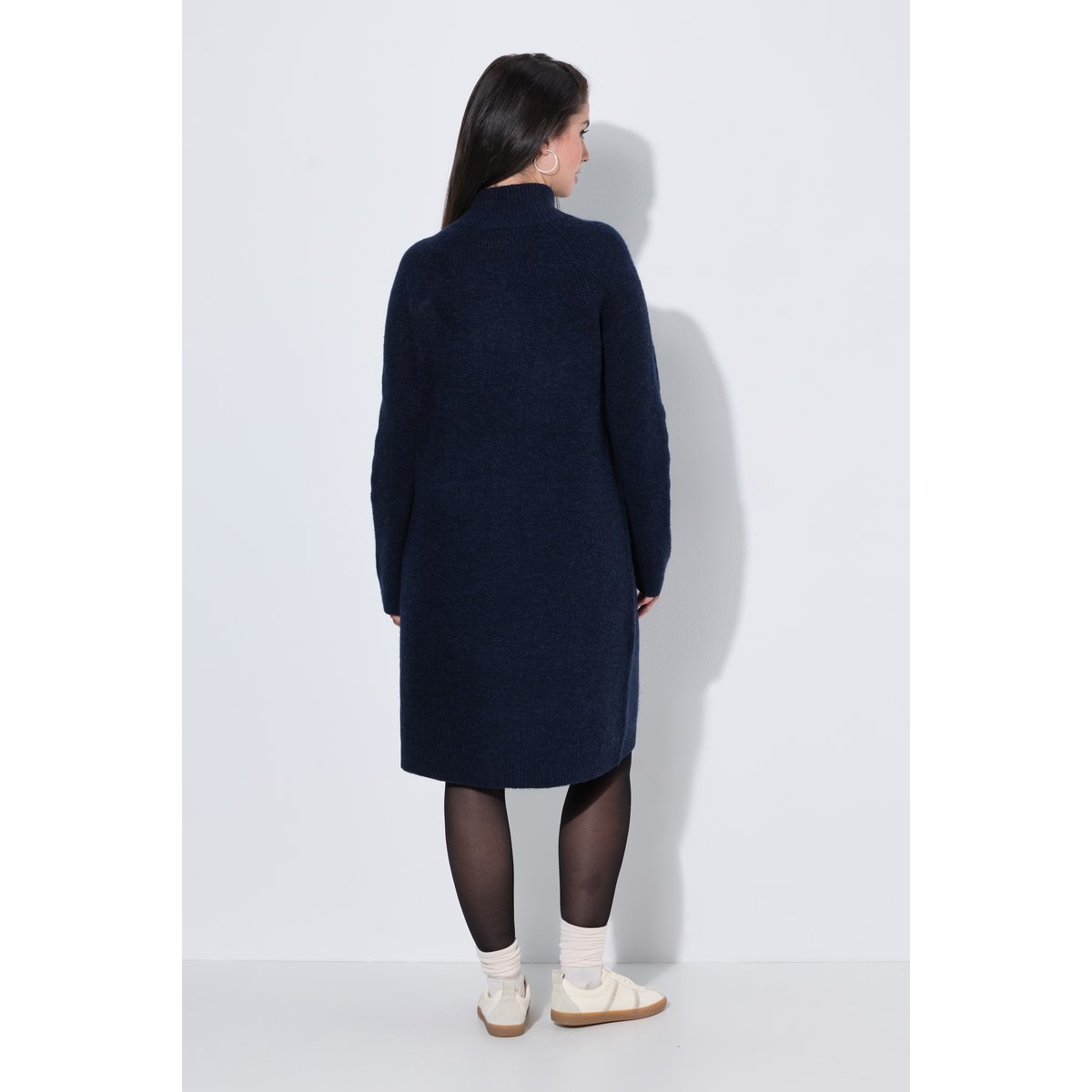 Robe en maille, empiècements bord-côte bleu encre, ULLA POPKEN