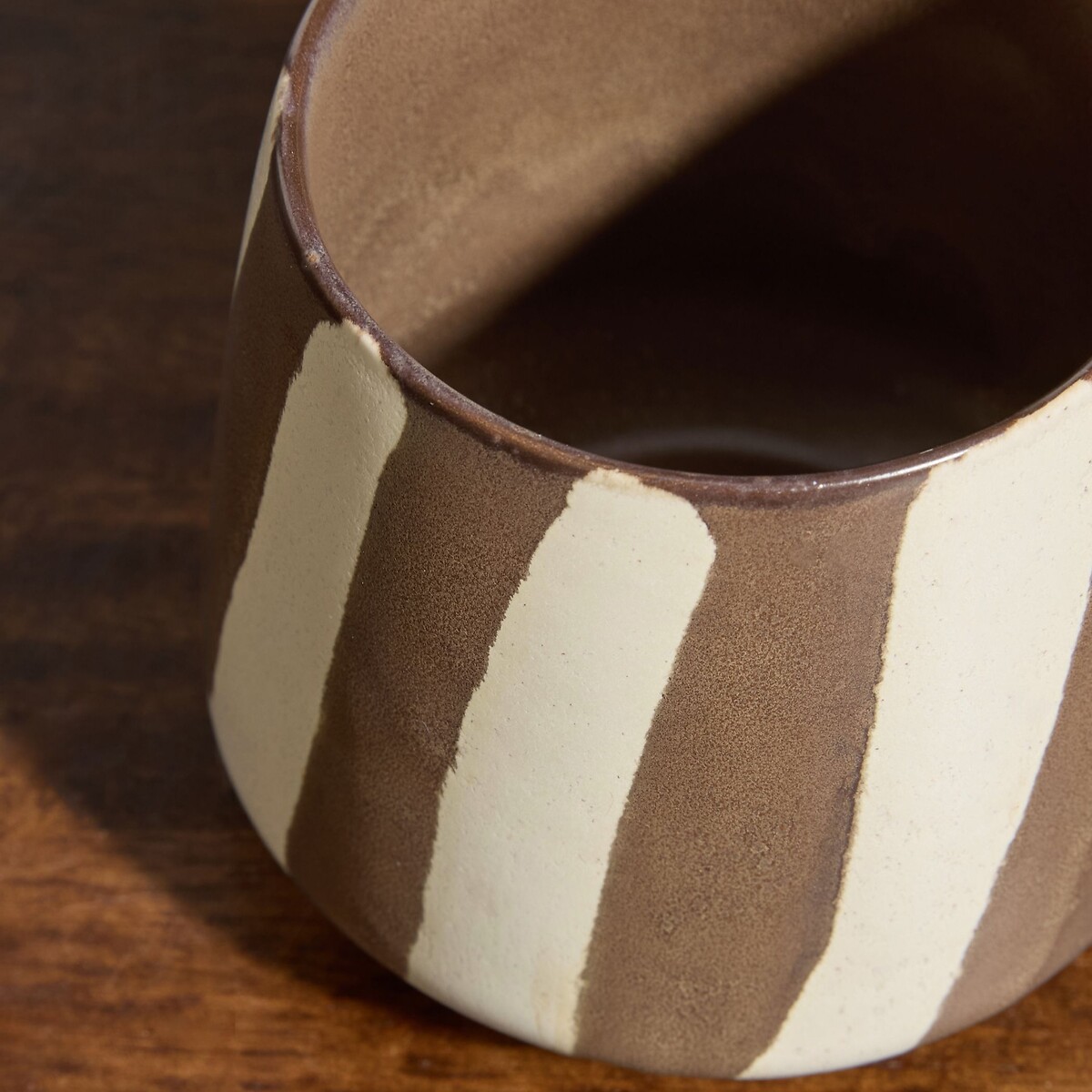MADE.COM Set of 4 Mafalda Mugs in Stripe brown , MADE