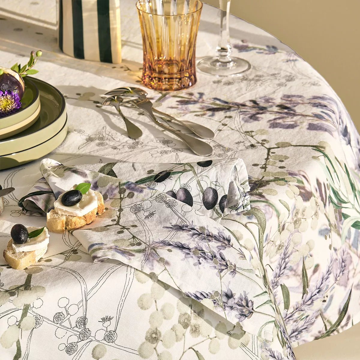 Nappe lin & coton lavé PARFUM DE LAVANDE mauve, GARNIER THIEBAUT