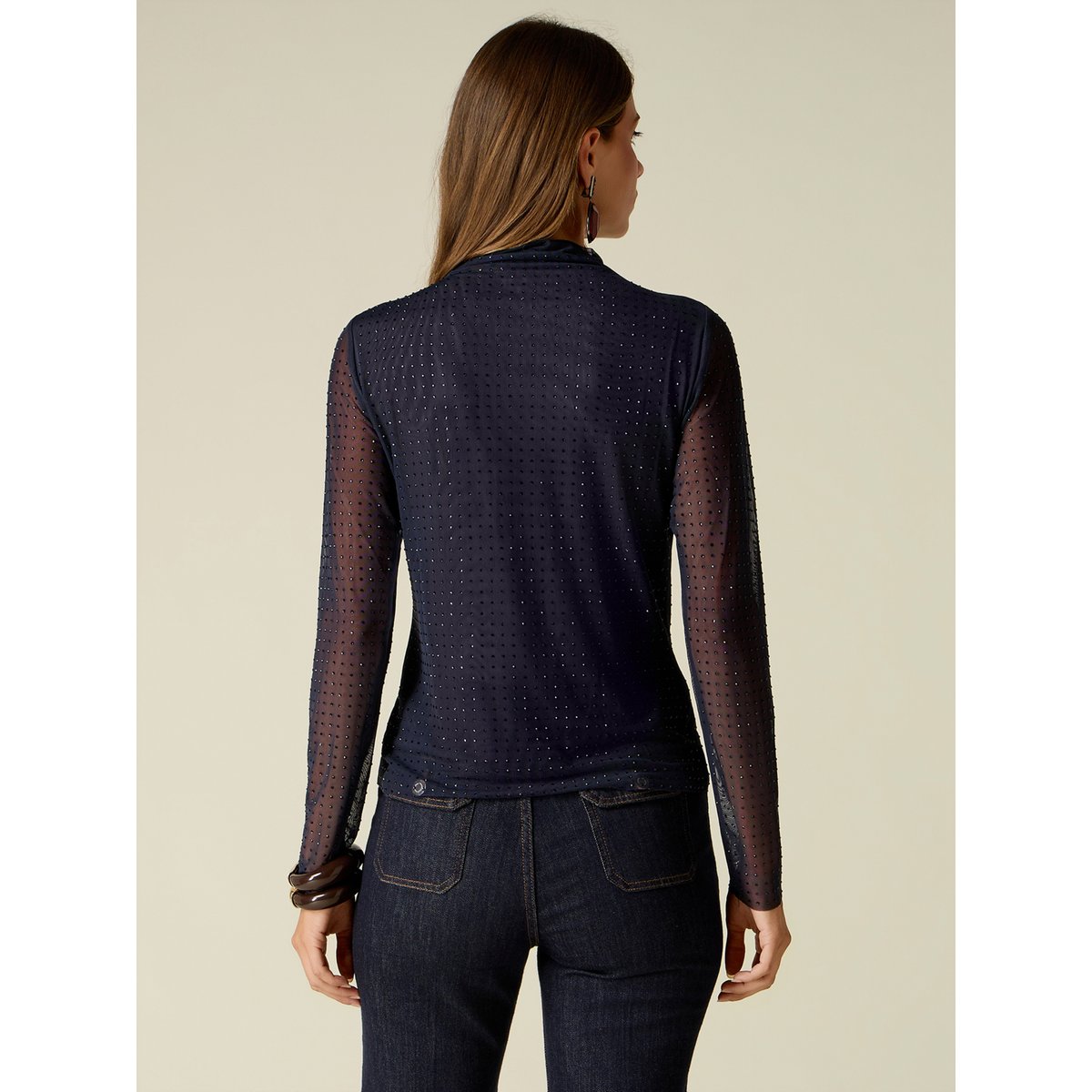 T-shirt avec cristaux bleu, OLTRE