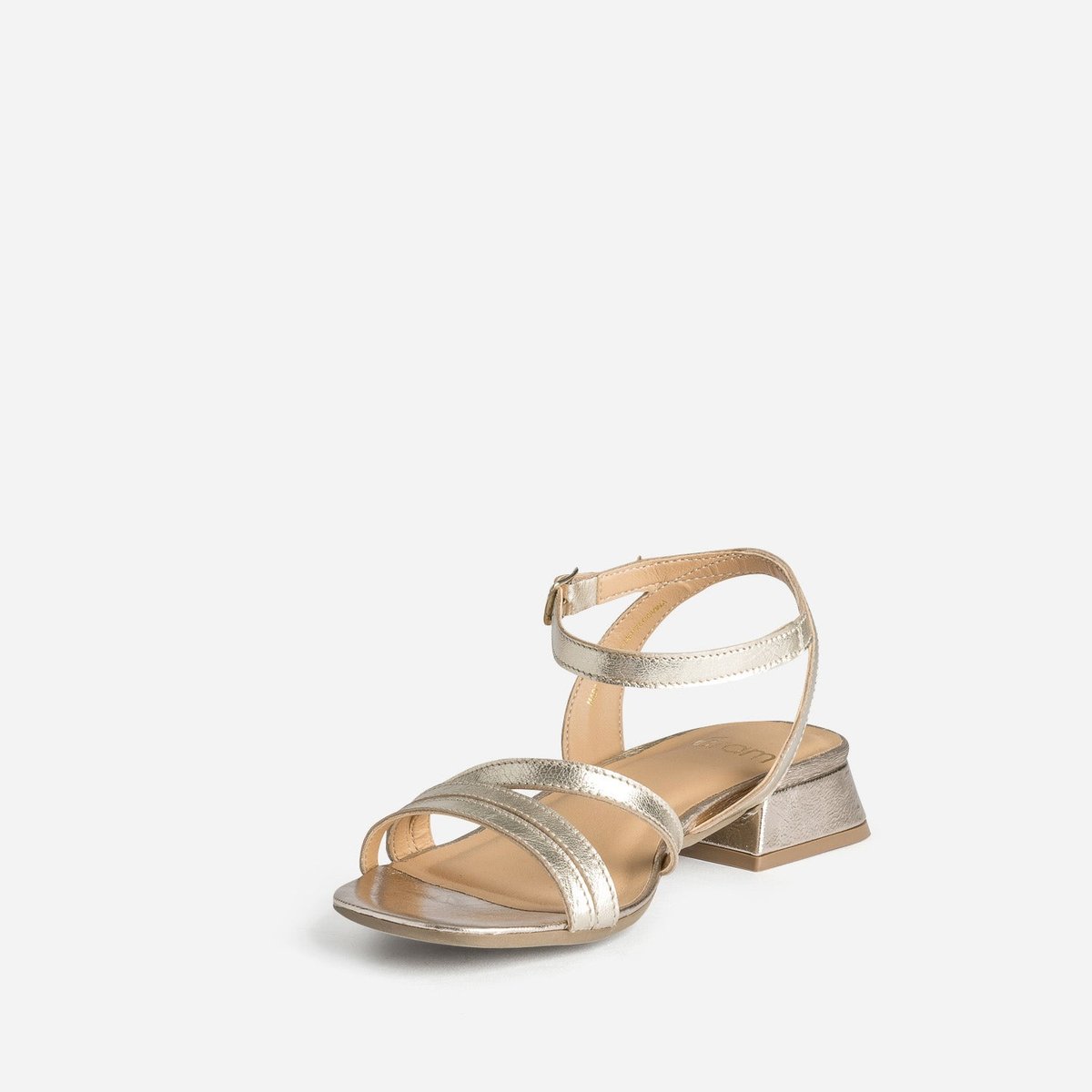 Sandale Plate en cuir NINA-LOU champagne, ERAM