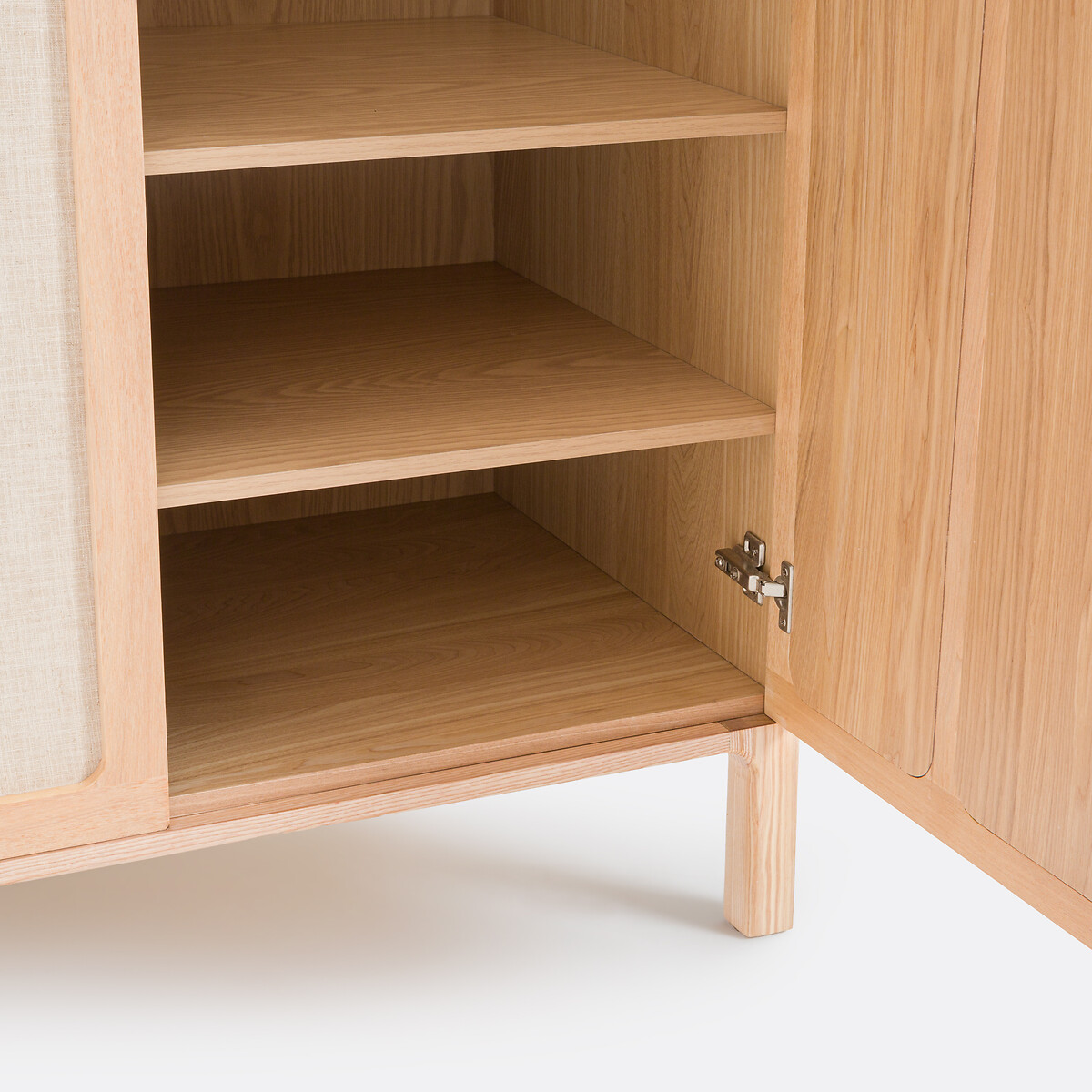 Armoire 2 portes, plaqué frêne et tissu lin, Esmara  teinté chêne /lin, LA REDOUTE INTERIEURS