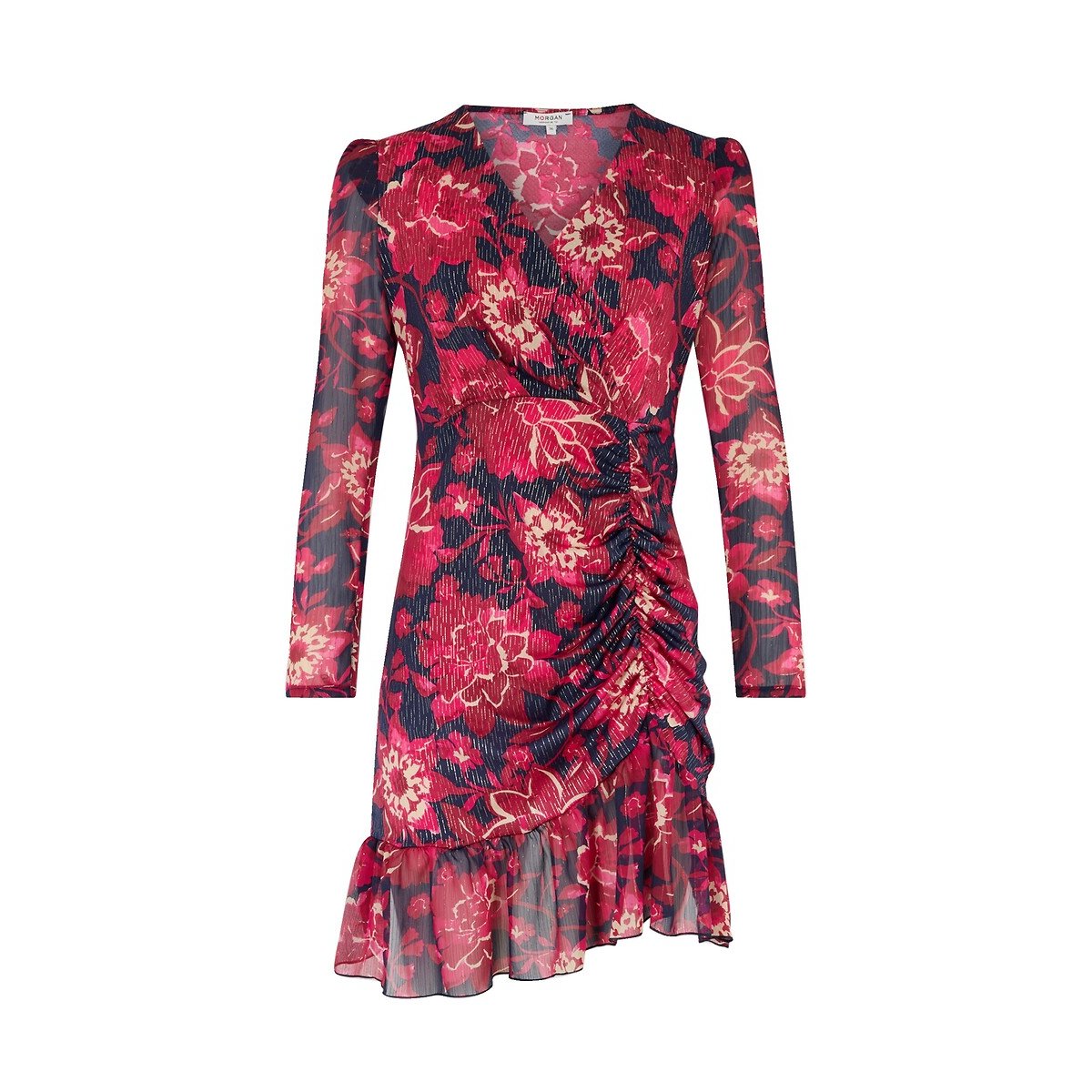 Robe courte ajustée imprimée imprimé floral, MORGAN