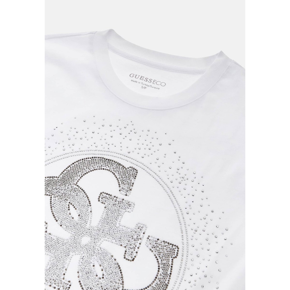 T-Shirt Avec Logo En Strass blanc, GUESS