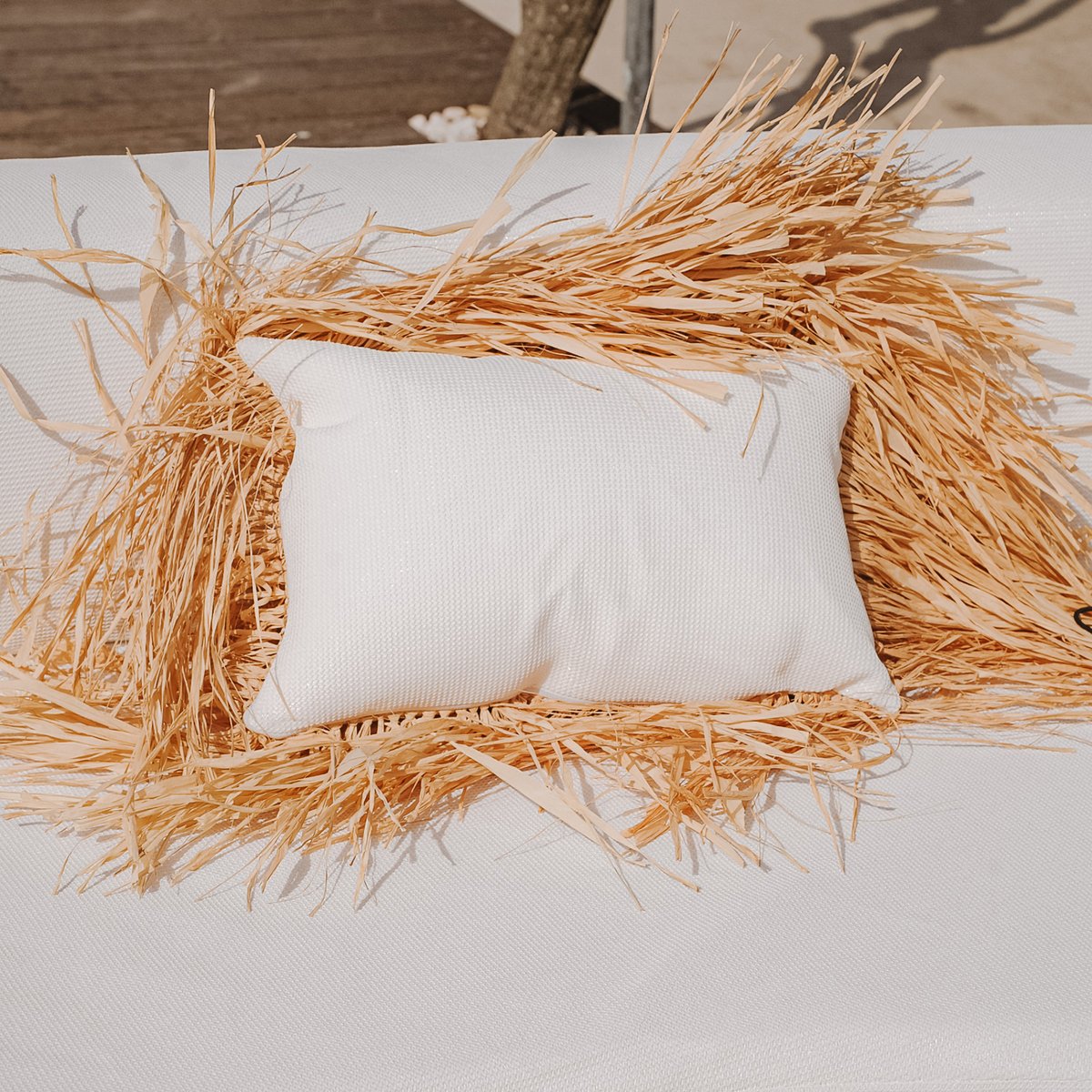 Coussin extérieur long à frange blanc, MX HOME