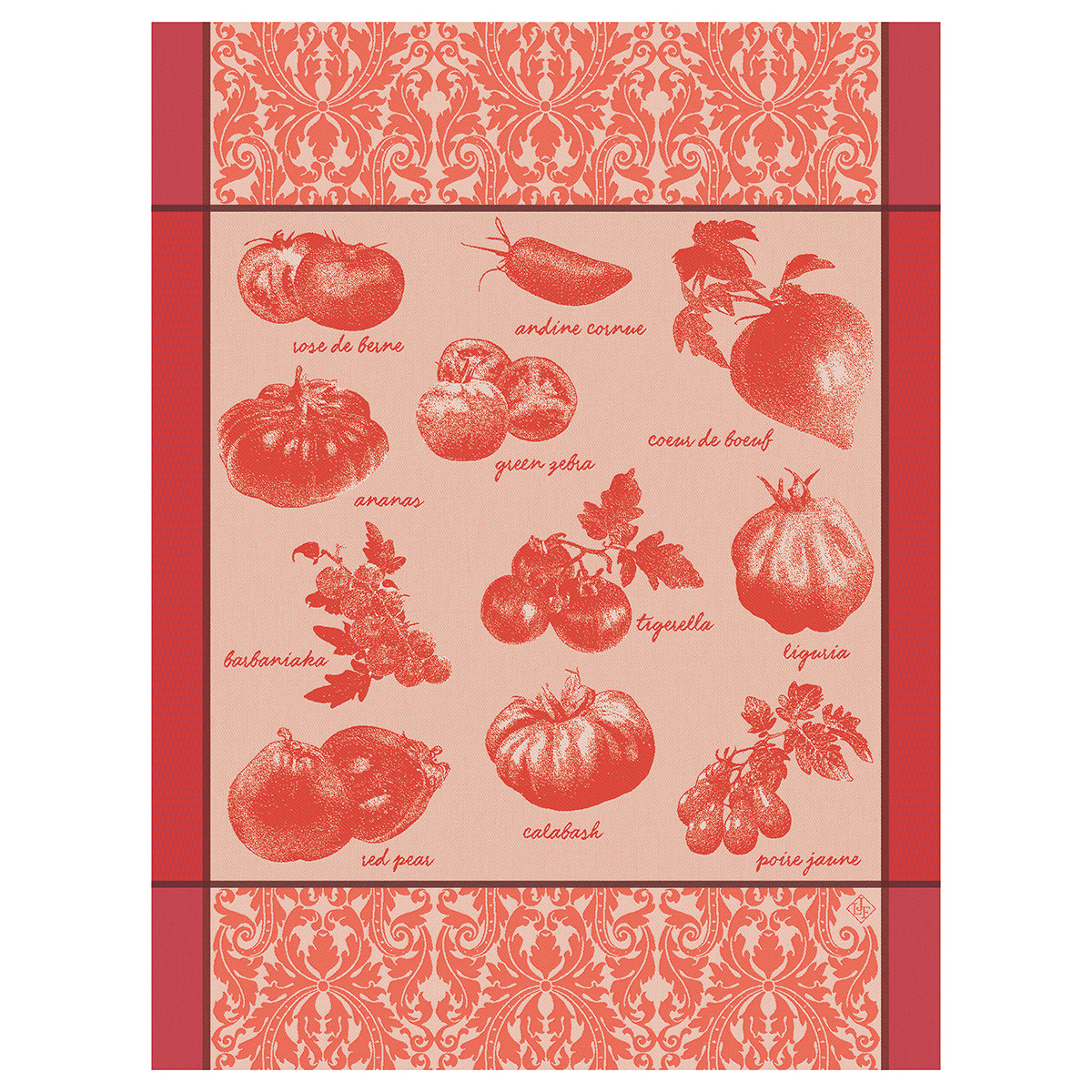 Torchon en Coton, TOMATES rouge, LE JACQUARD FRANCAIS