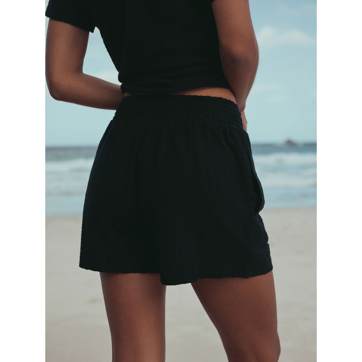 Short en jersey froncé noir, NEXT