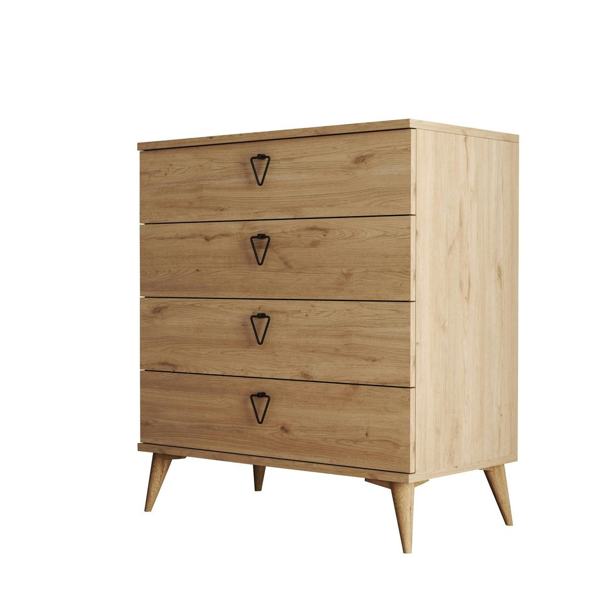Commode de chambre 4 tiroirs effet bois clair MARFA bois naturel, PIER IMPORT
