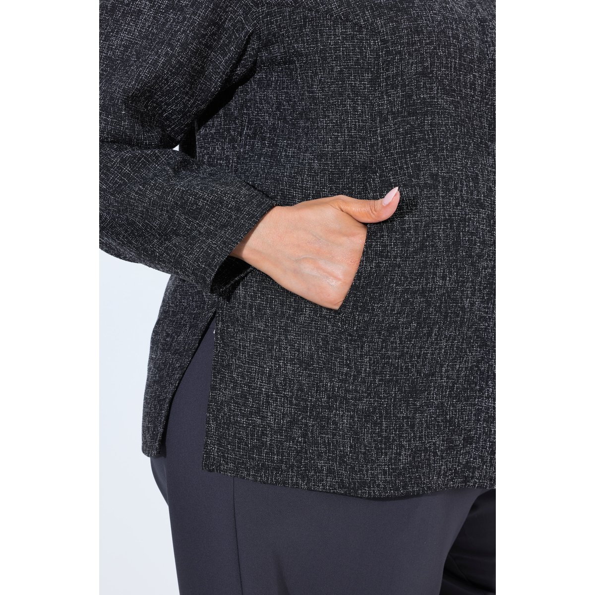 Veste chinée, col chemise et manches longues olive foncé, ULLA POPKEN