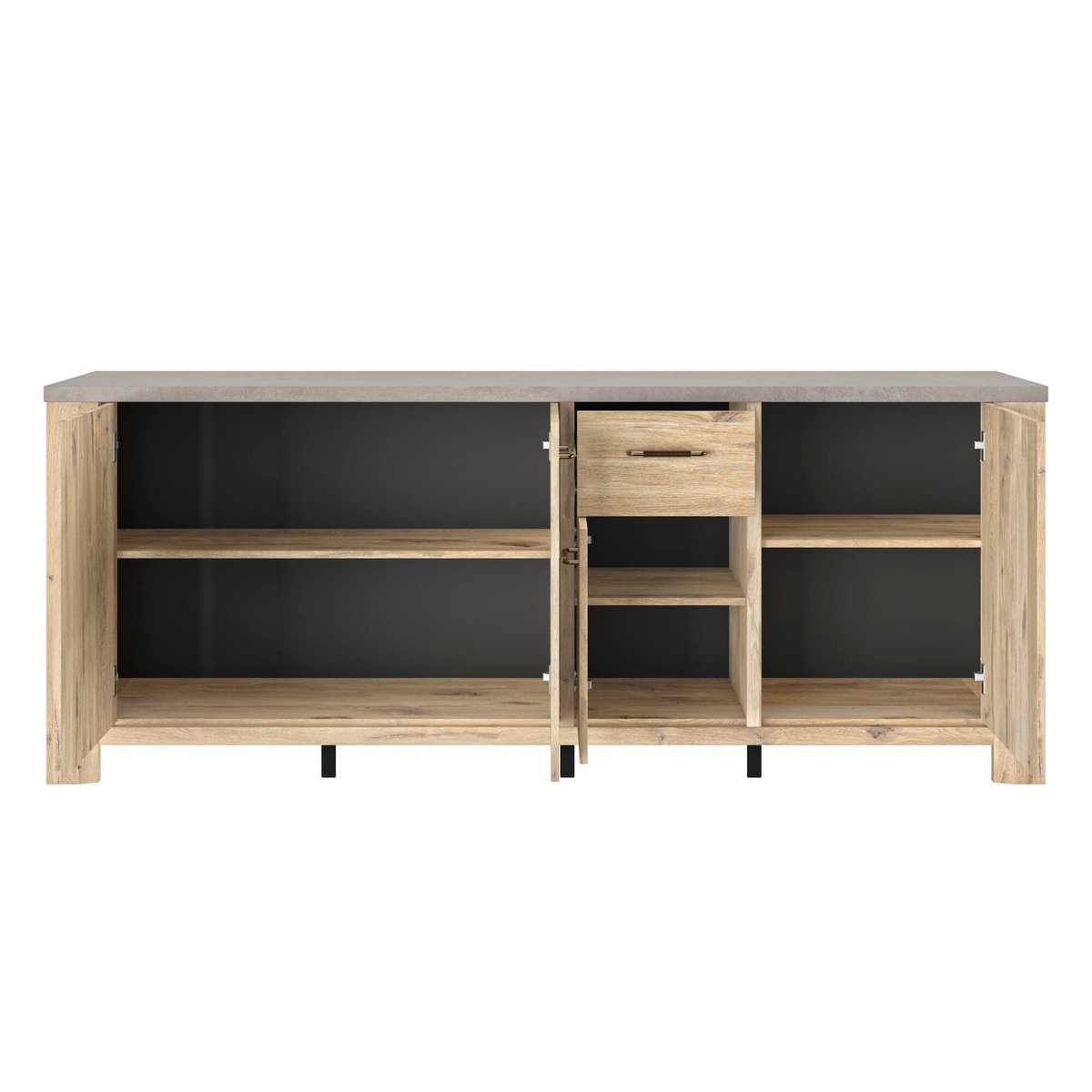Buffet 4 portes avec finition minérale beige, GAMI