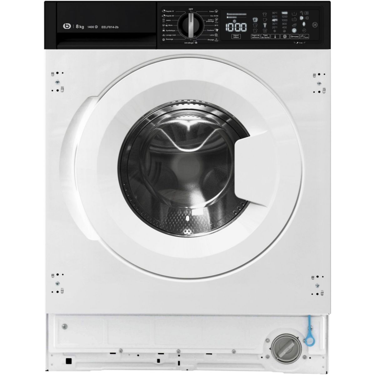 Lave linge hublot encastrable EELF814-2b - 8 kg - 1400 tr/min - Classe A - Moteur induction direct drive couleur unique, ESSENTIEL B