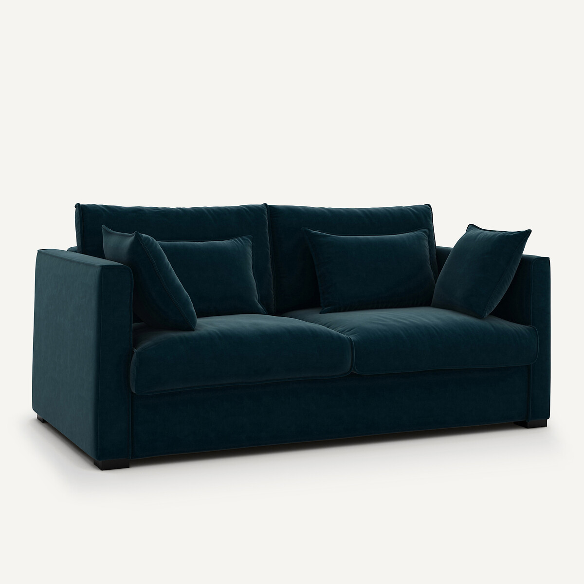 Sofá cama de terciopelo de 3 o 4 plazas, Camille azul pavo real, AM.PM
