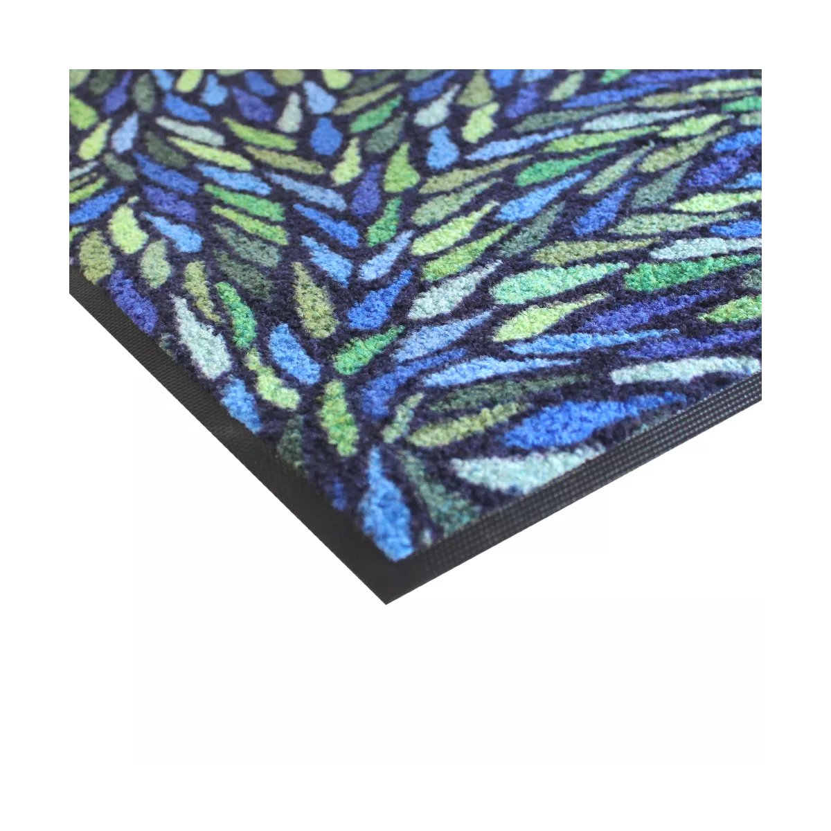 Tapis decor caoutchouc & nylon GOUTTES bleu, GARNIER THIEBAUT