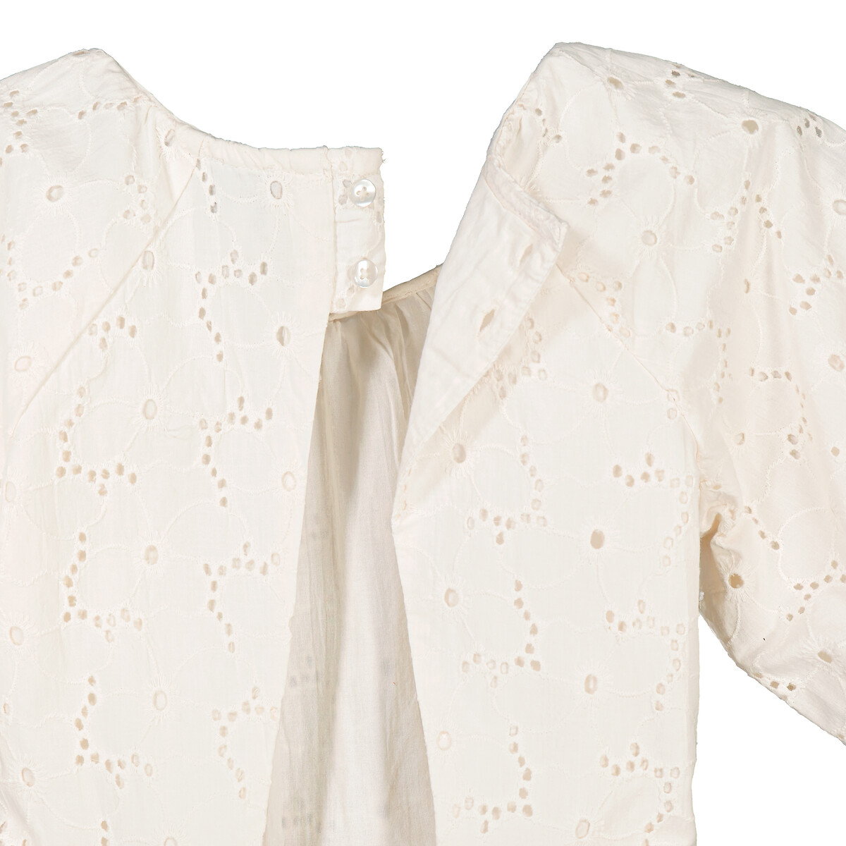 Embroidered Party Dress with Short Sleeves ecru , LA REDOUTE COLLECTIONS