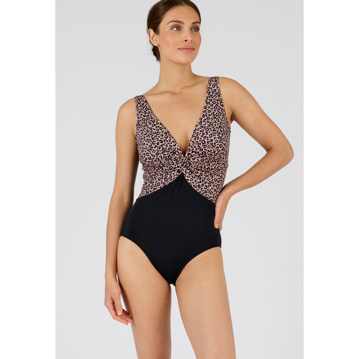 Maillot de bain drapé PERFECT FIT marron tacheté, DAMART