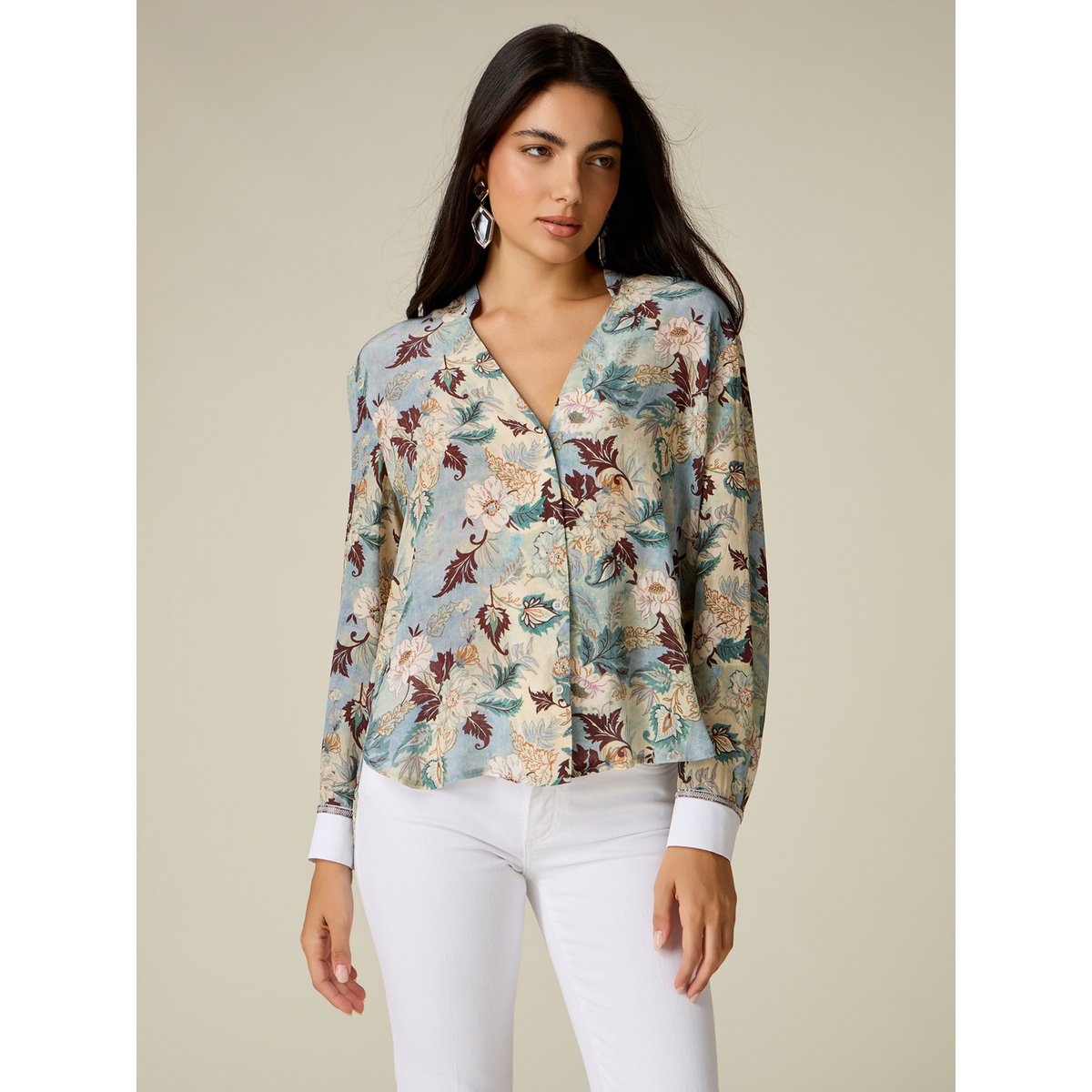 Chemise à motifs avec détail bijou light - blue, OLTRE
