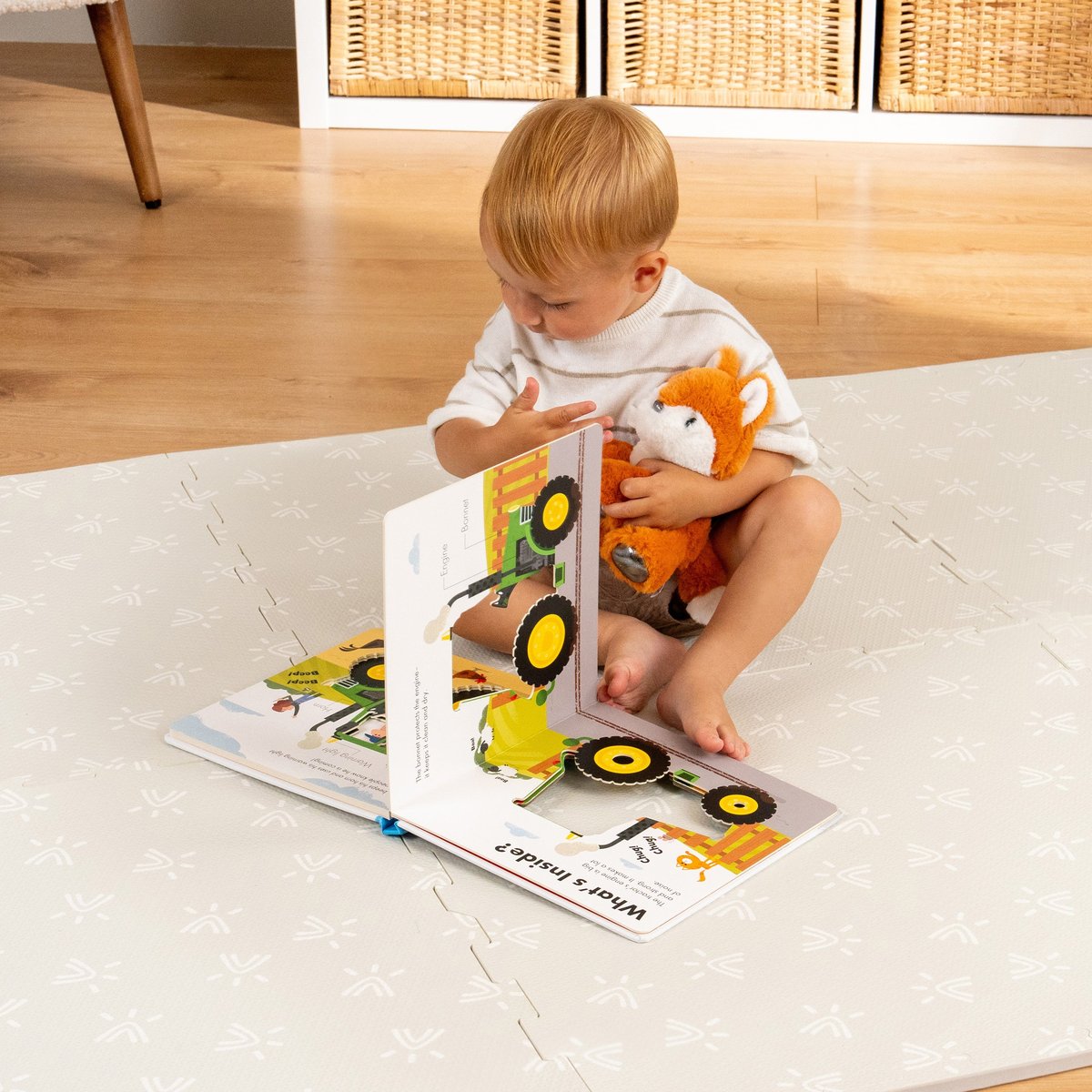 Tapis de jeu en mousse pour bébé beige, ACTIVE TOTS