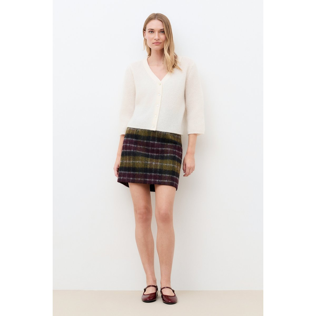 Gilet droit col v MTERRIE ecru, CAROLL