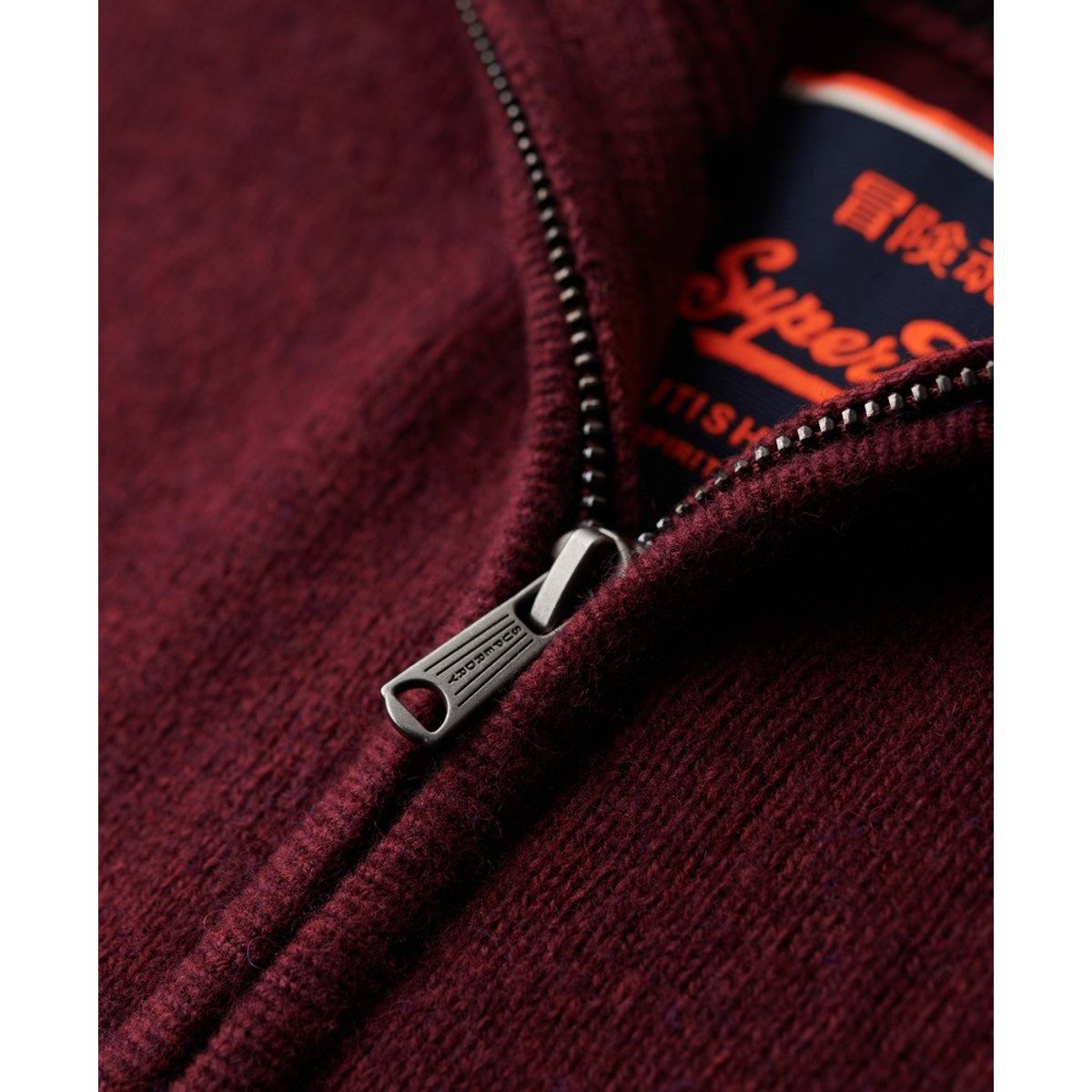 Pull à col zippé Essential fruit rouge foncé, SUPERDRY