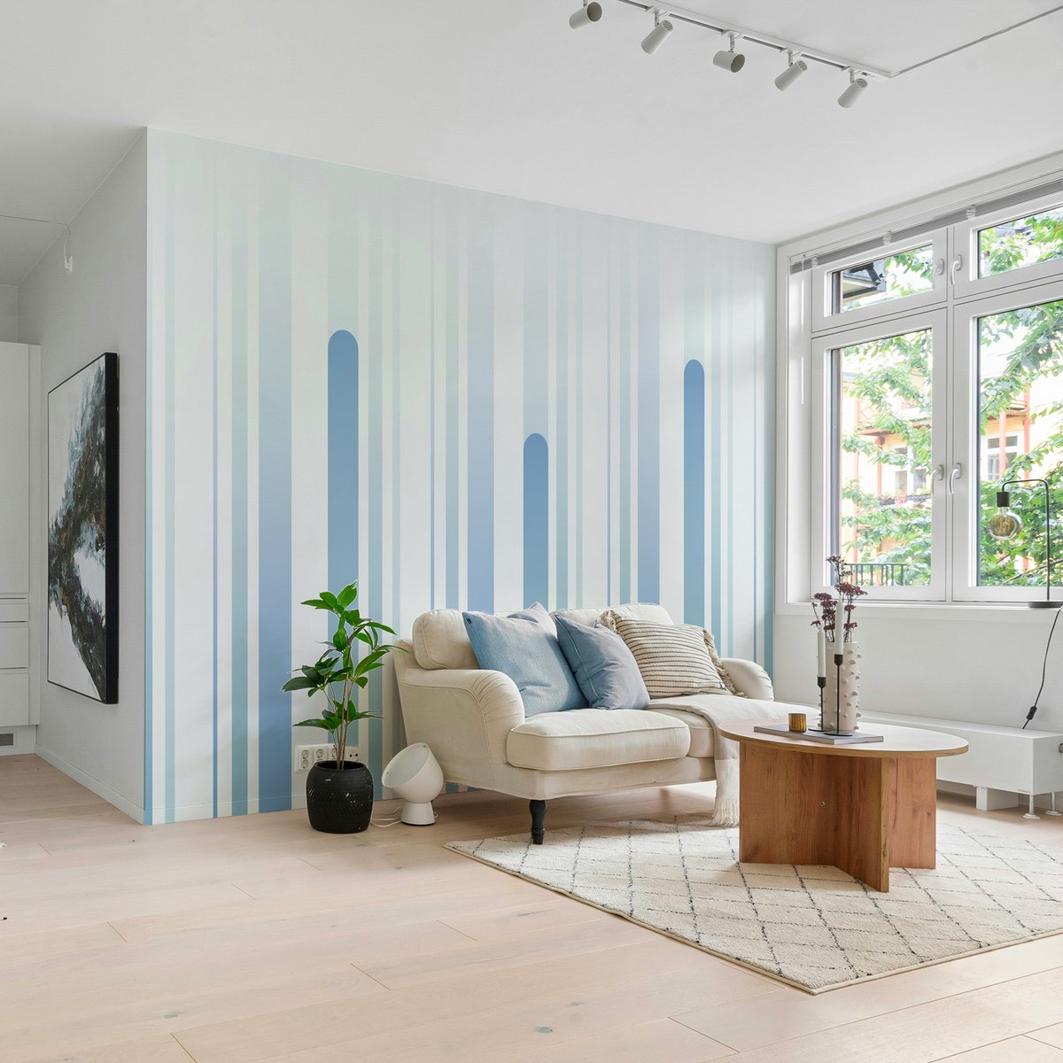 Papier peint panoramique Élévation, Bleu 450 x 250cm bleu, ACTE DECO