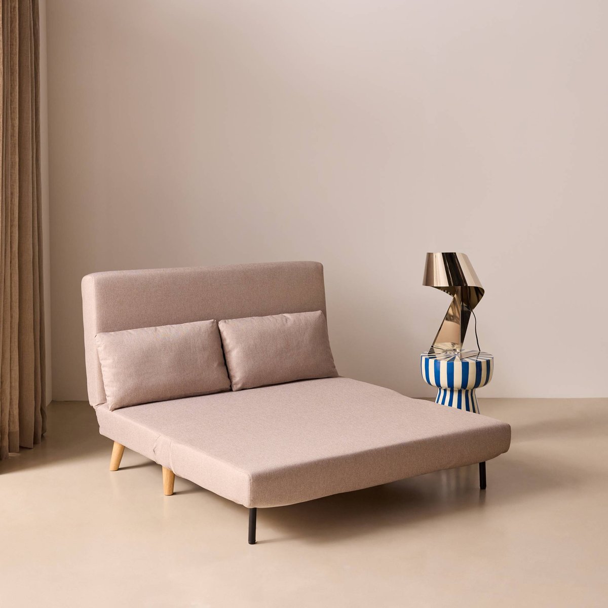 Canapé convertible 2 places tissu GUESTA gris clair, SWEEEK