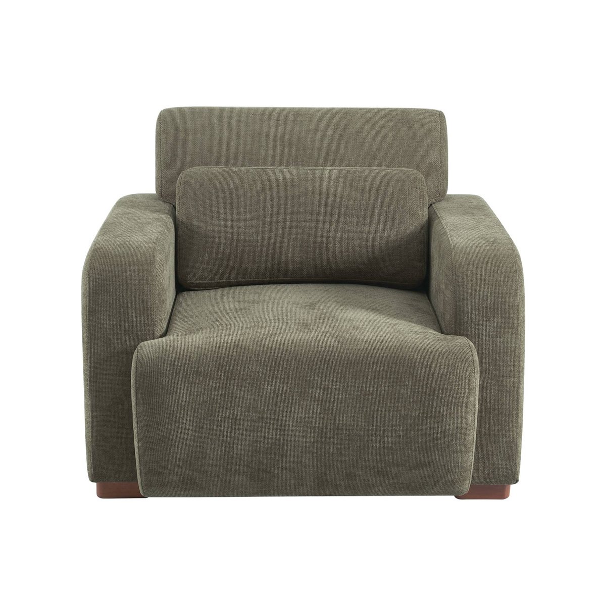 Fauteuil tissu pieds en bois d'hévéa 1 place DANY beige, SWEEEK