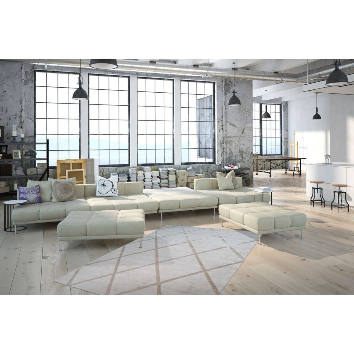 Tapis en viscose fait main, IVORY blanc, marron, ARTE ESPINA
