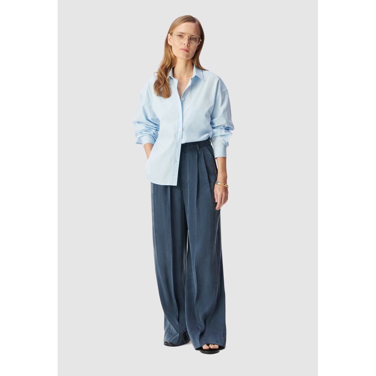 Pantalon de tailleur large marine foncé, IKKS