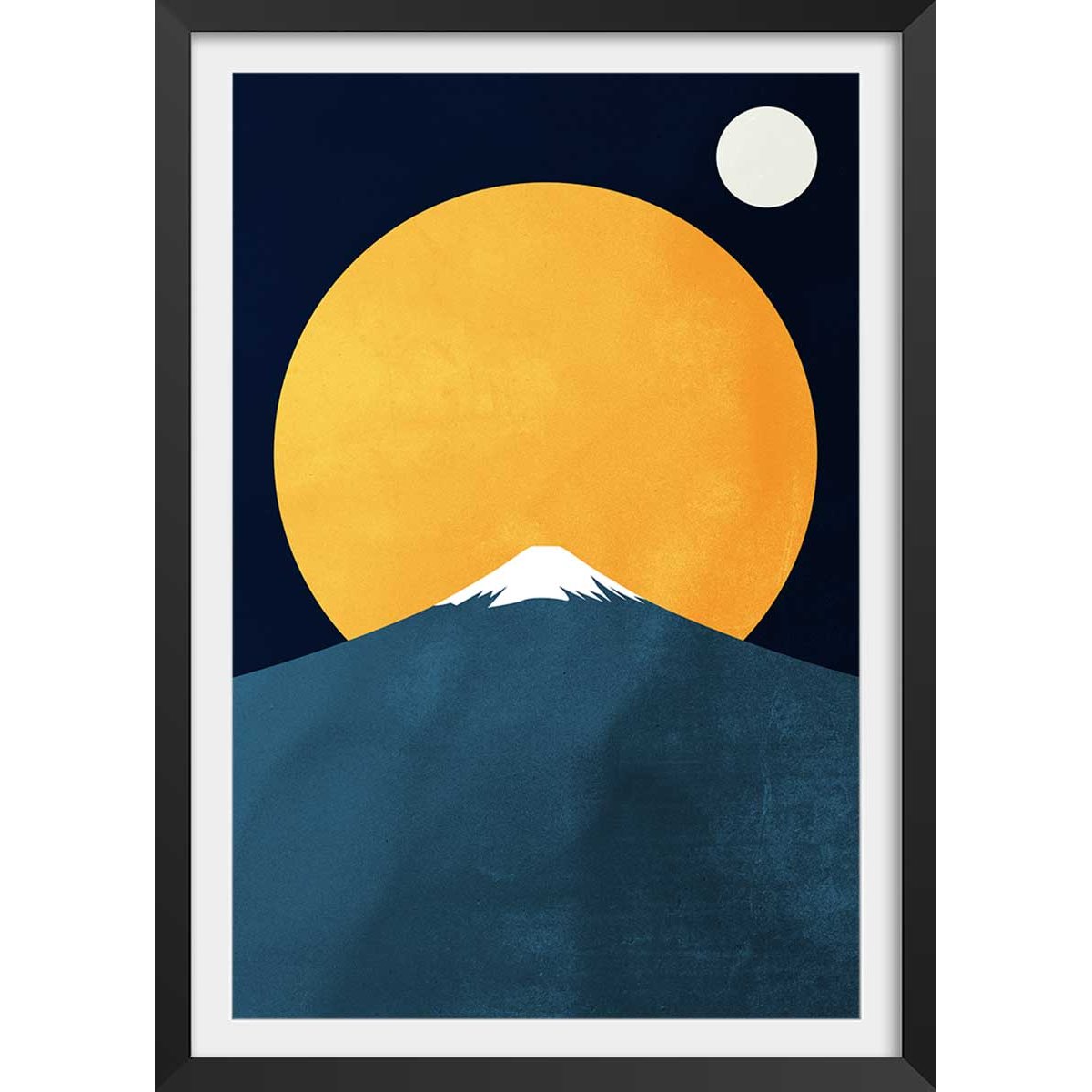 Affiche ""Himalaya by night"" affiche + cadre en bois - noir, HEXOA