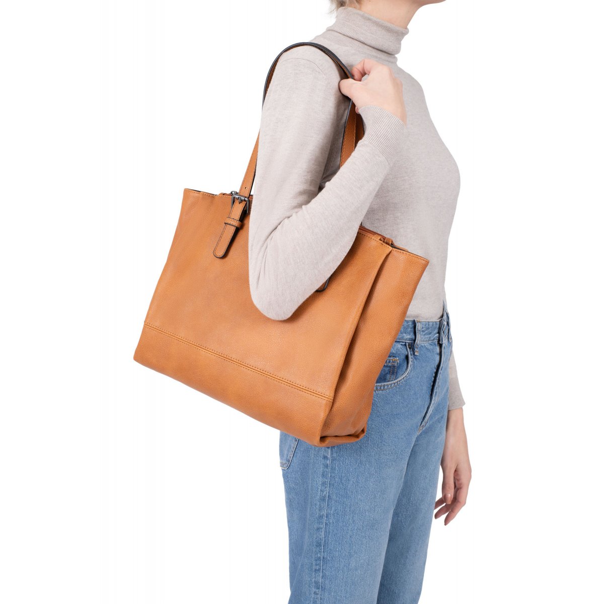 Sac porté épaule 2 anses  GRACIEUSE bleu nuit, HEXAGONA